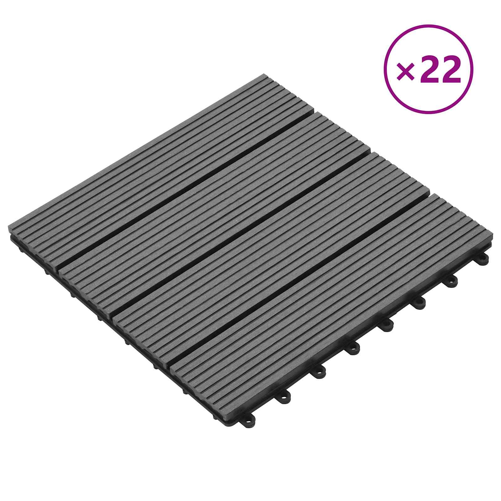 Piastrella per Decking 22 pz Grigio 30 x 30 cm WPC