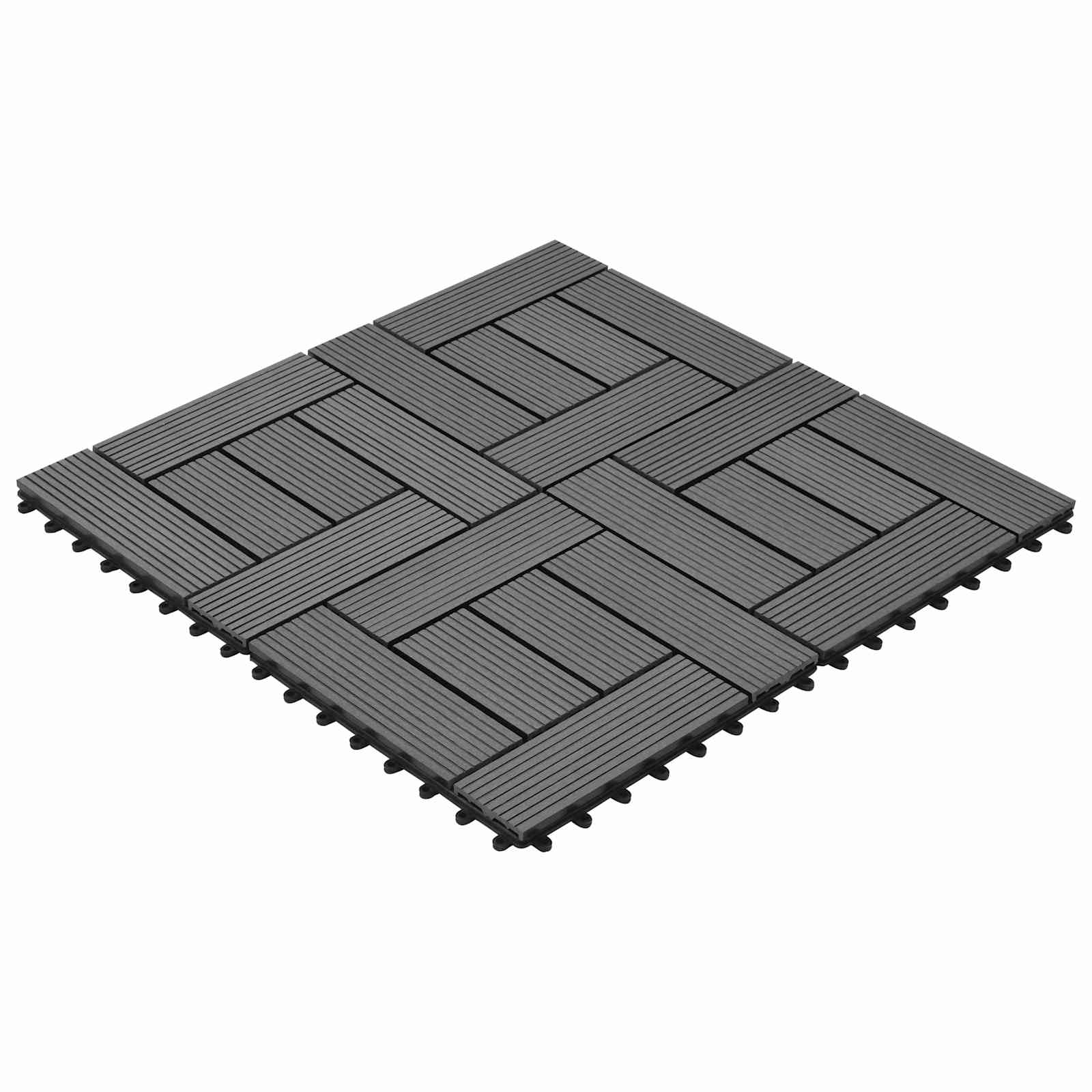 Piastrella per Decking 22 pz Grigio 30 x 30 cm WPC