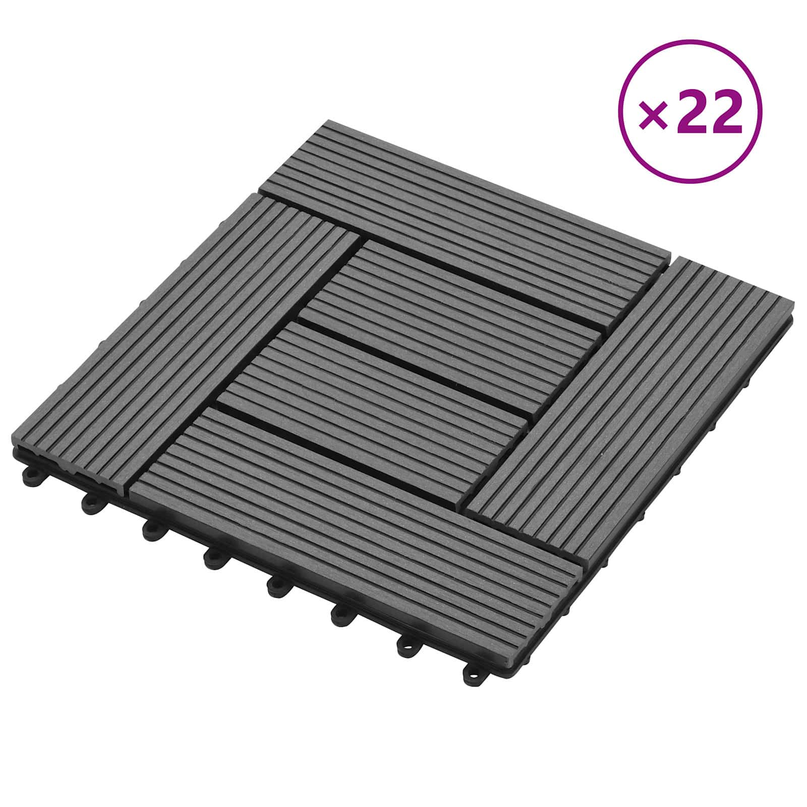 Piastrella per Decking 22 pz Grigio 30 x 30 cm WPC
