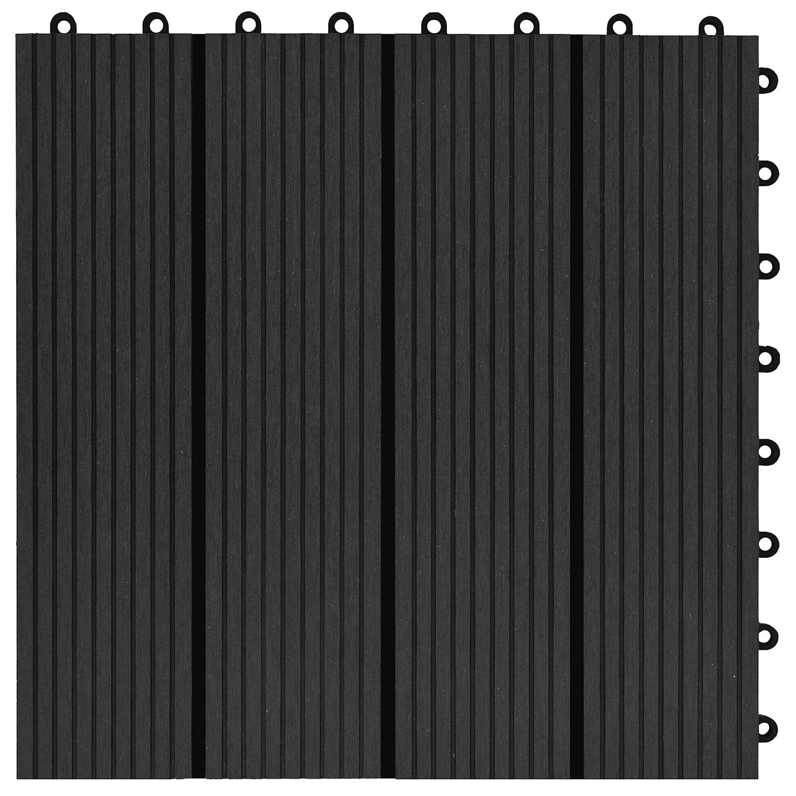 Piastrella per Decking 22 pz Nero 30 x 30 cm WPC
