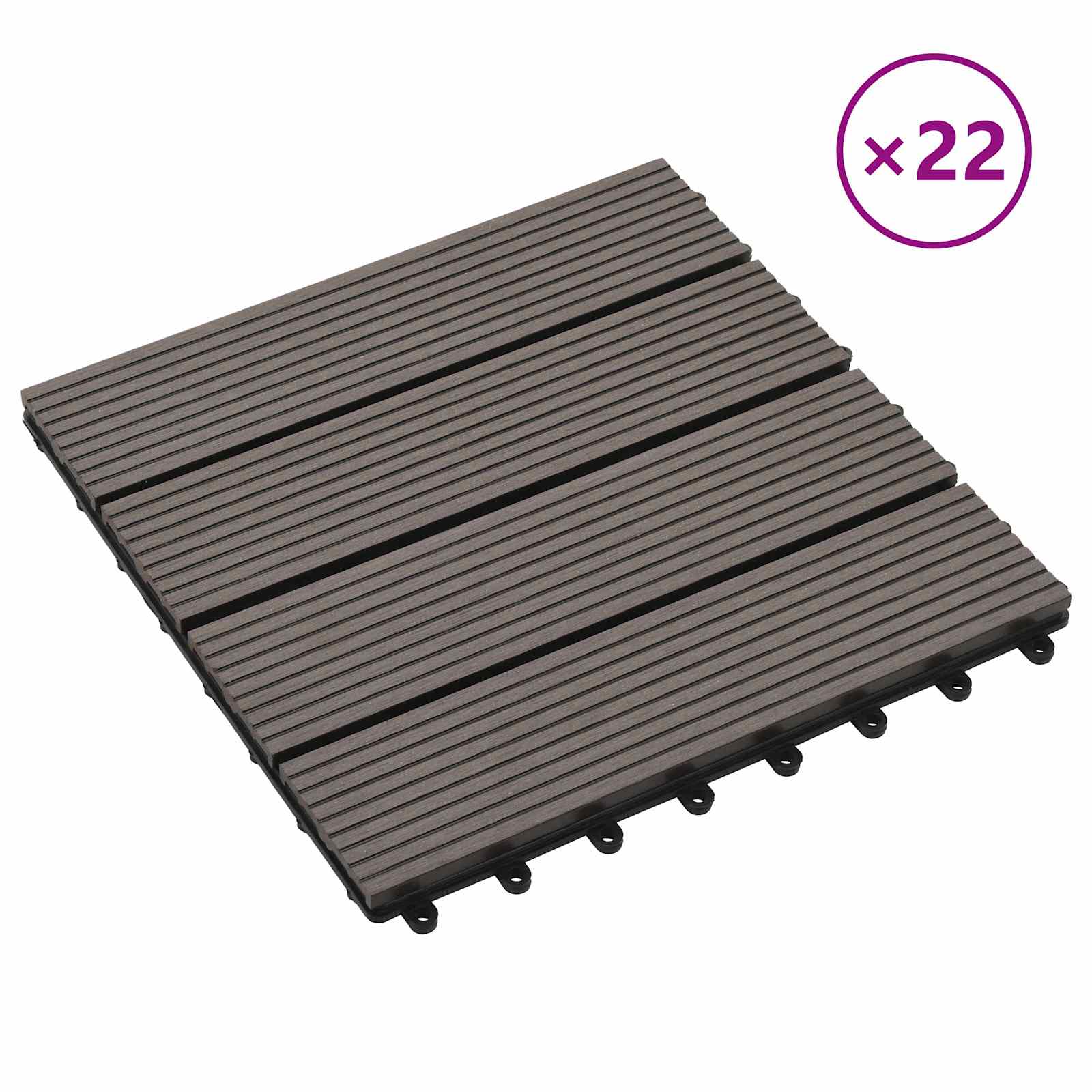 Piastrella per Decking 22 pz Marrone Scuro 30 x 30 cm WPC