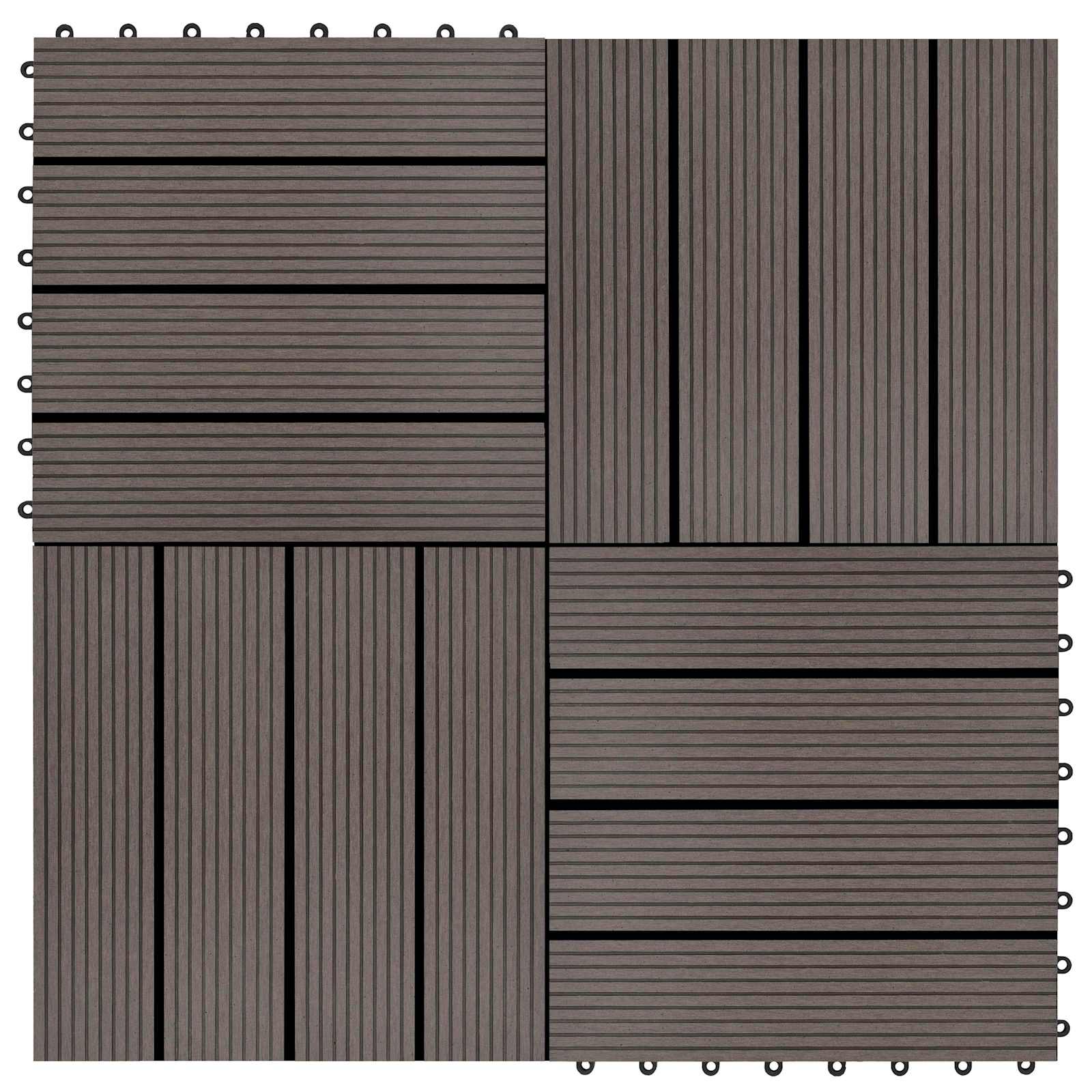 Piastrella per Decking 22 pz Marrone Scuro 30 x 30 cm WPC