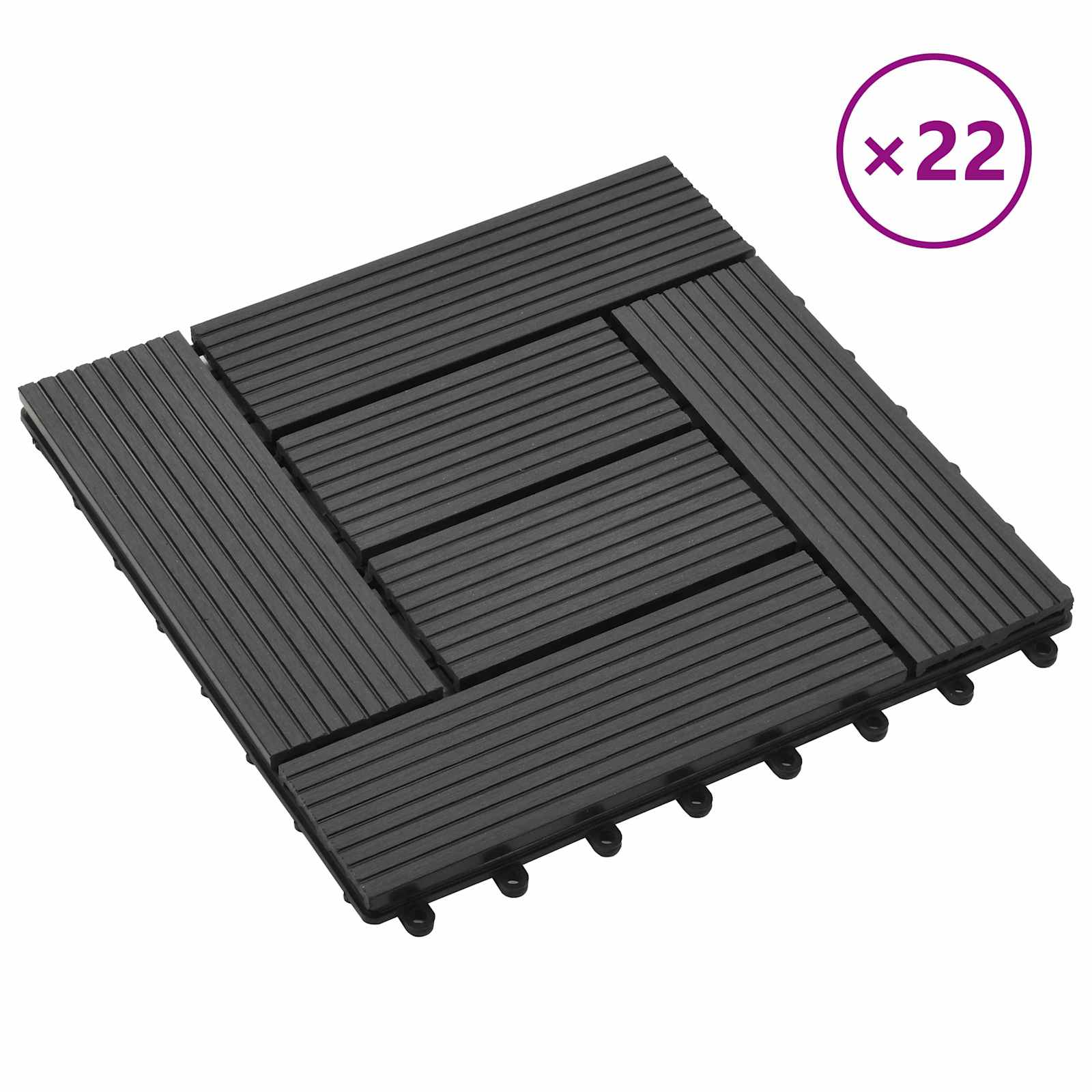 Piastrella per Decking 22 pz Nero 30 x 30 cm WPC