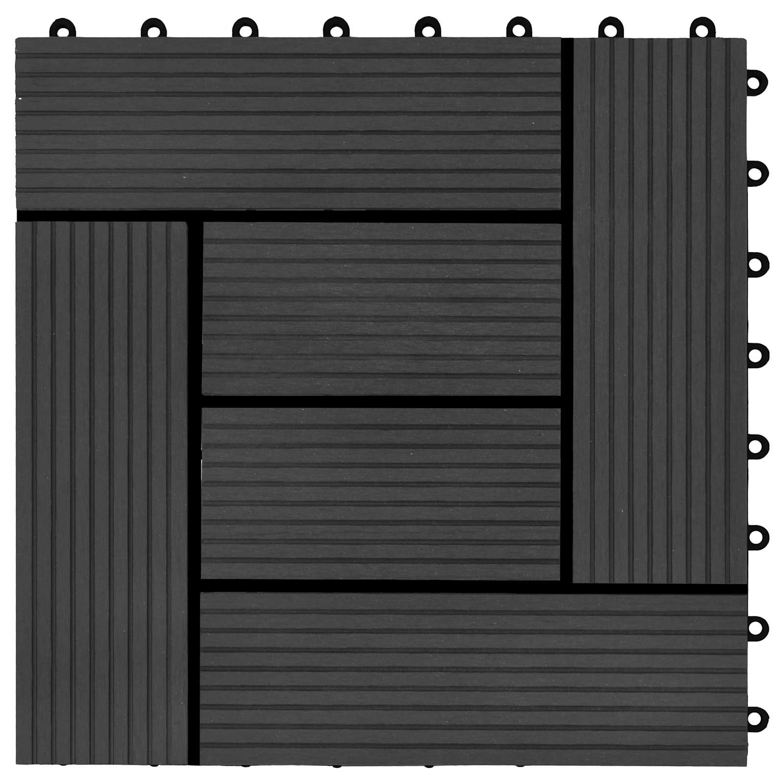 Piastrella per Decking 22 pz Nero 30 x 30 cm WPC