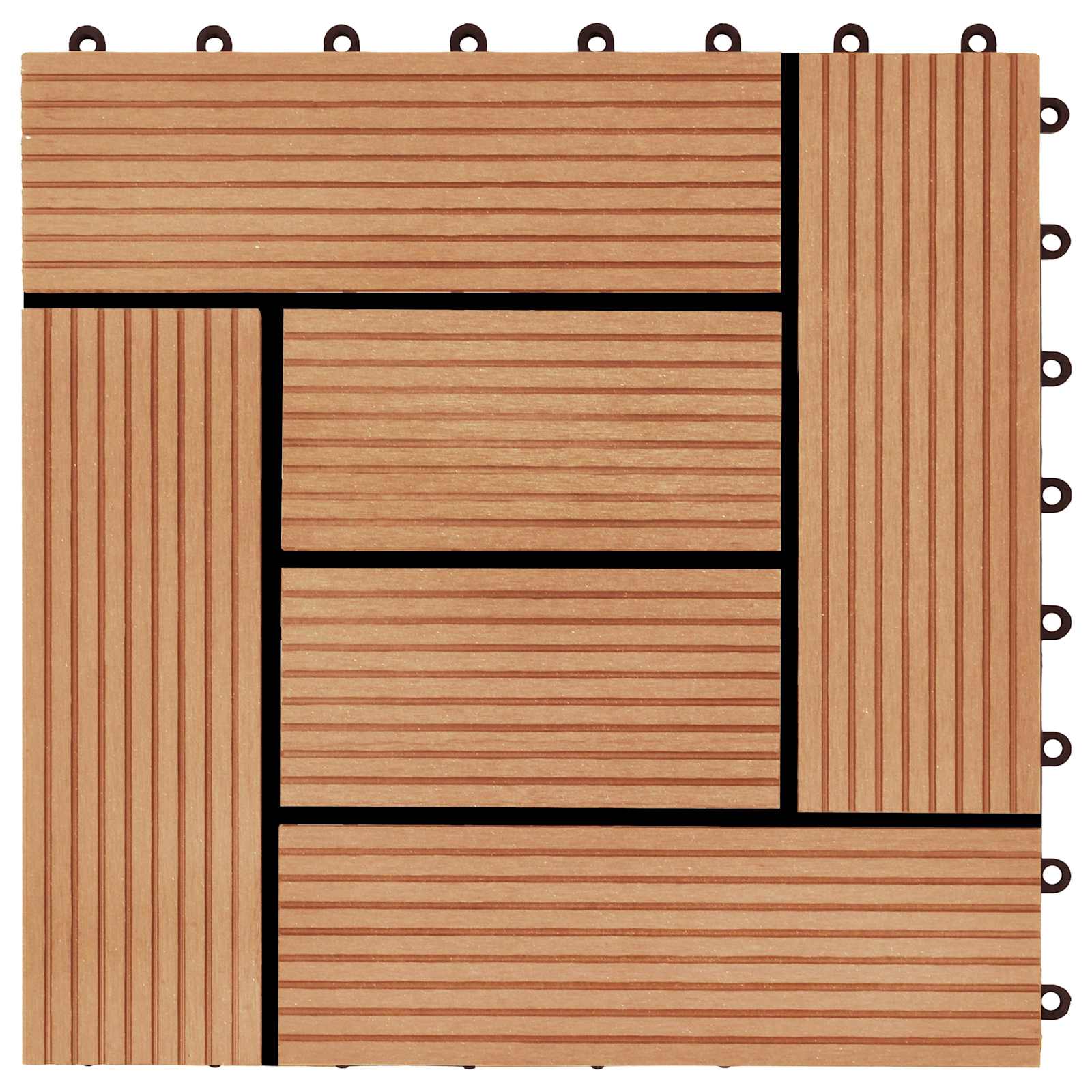 Piastrella per Decking 22 pz Teak riciclato 30 x 30 cm WPC