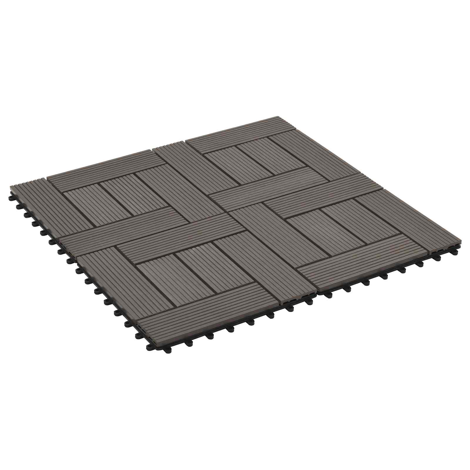 Piastrella per Decking 22 pz Marrone Scuro 30 x 30 cm WPC