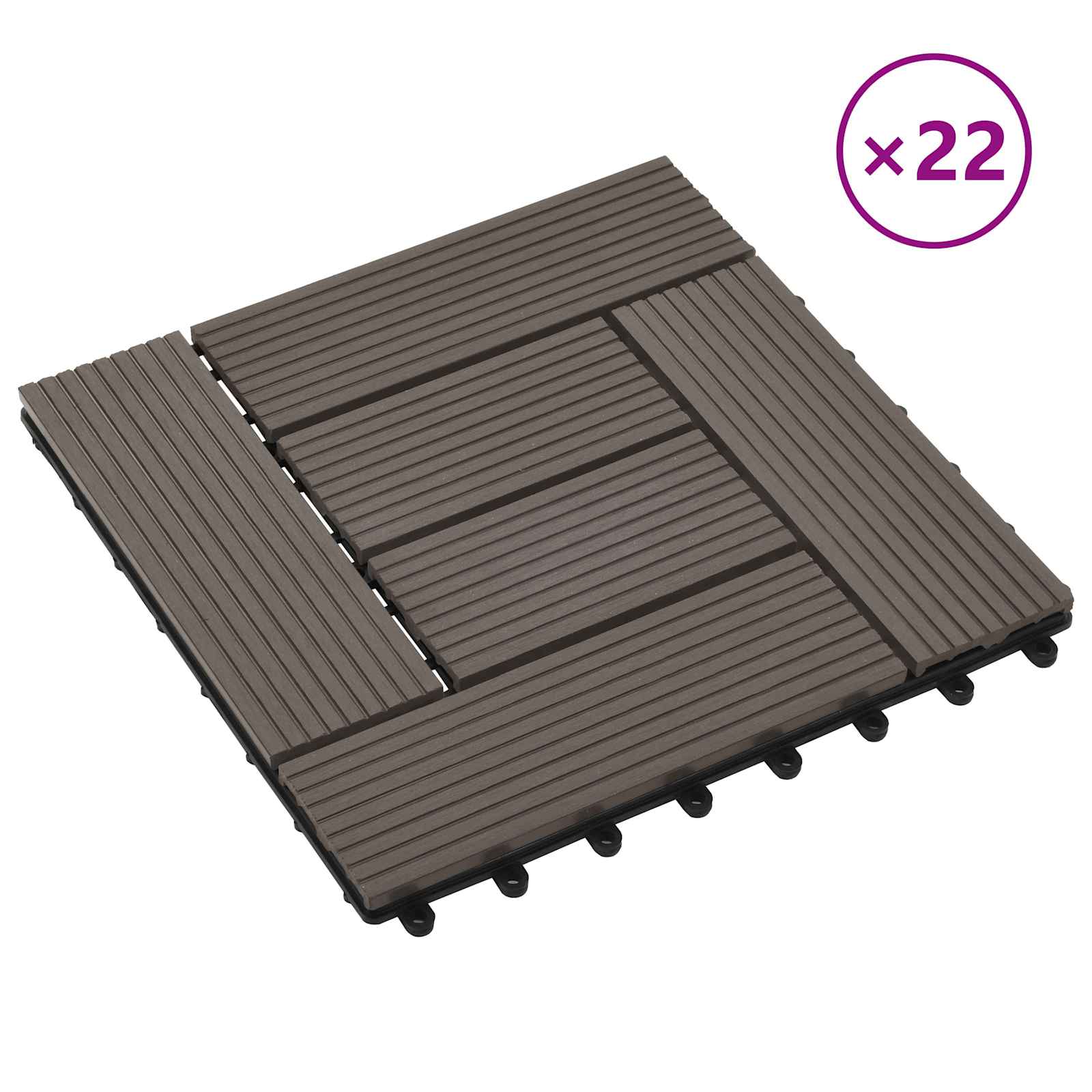 Piastrella per Decking 22 pz Marrone Scuro 30 x 30 cm WPC
