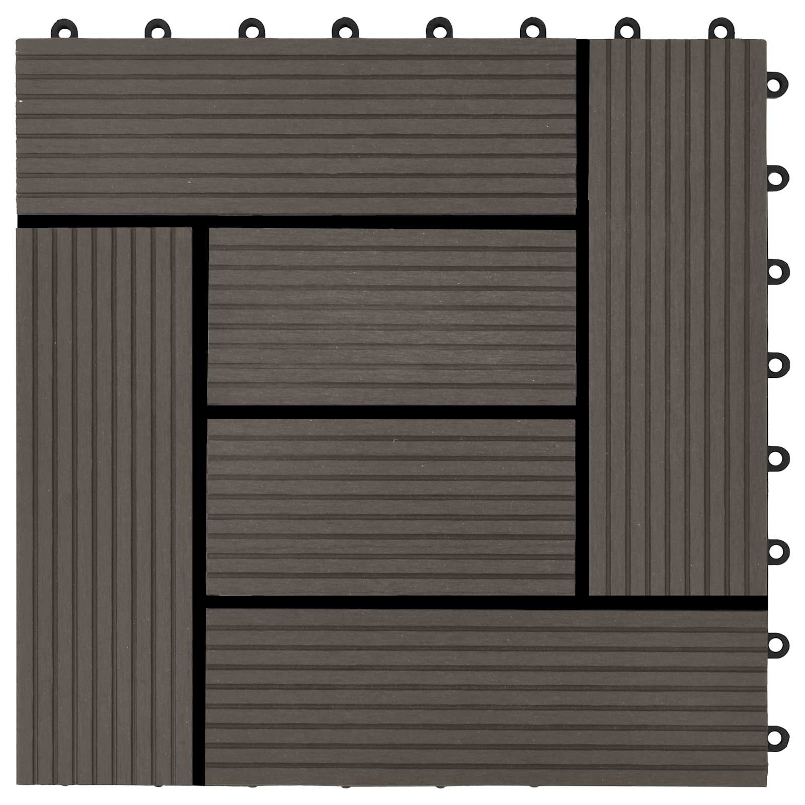Piastrella per Decking 22 pz Marrone Scuro 30 x 30 cm WPC