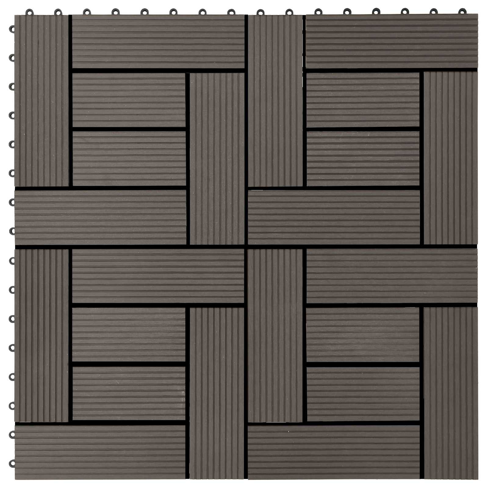 Piastrella per Decking 22 pz Marrone Scuro 30 x 30 cm WPC