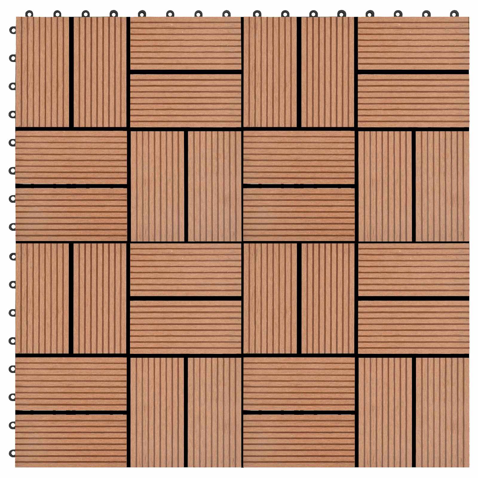 Piastrella per Decking 22 pz Marrone 30 x 30 cm WPC