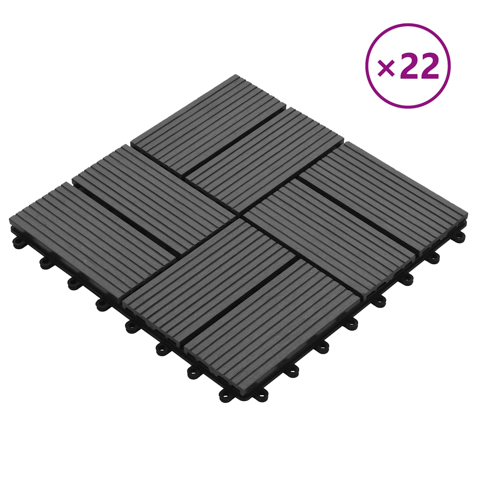 Piastrella per Decking 22 pz Grigio 30 x 30 cm WPC