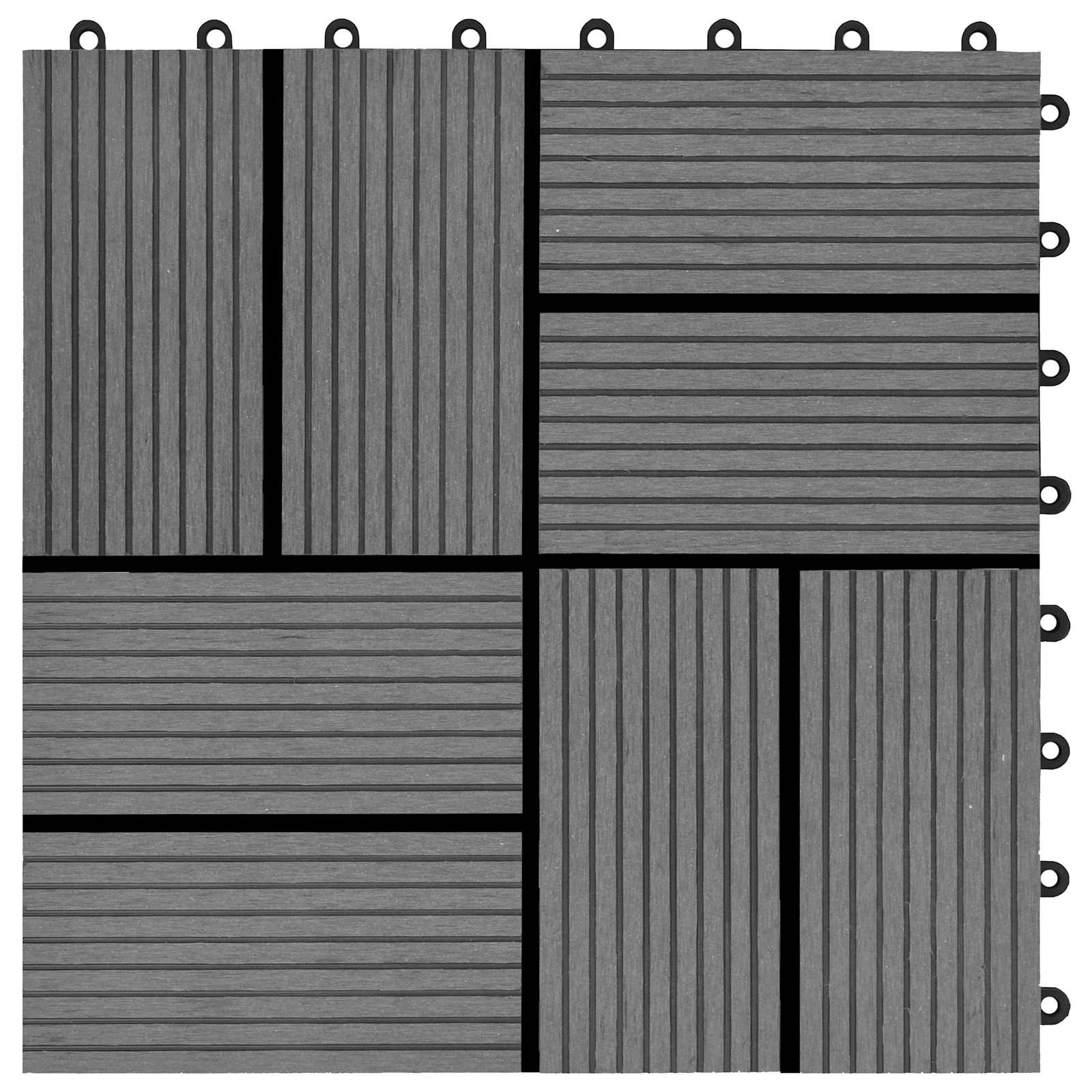Piastrella per Decking 22 pz Grigio 30 x 30 cm WPC