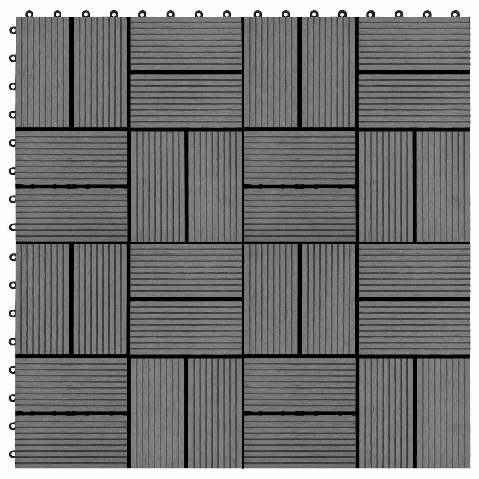 Piastrella per Decking 22 pz Grigio 30 x 30 cm WPC