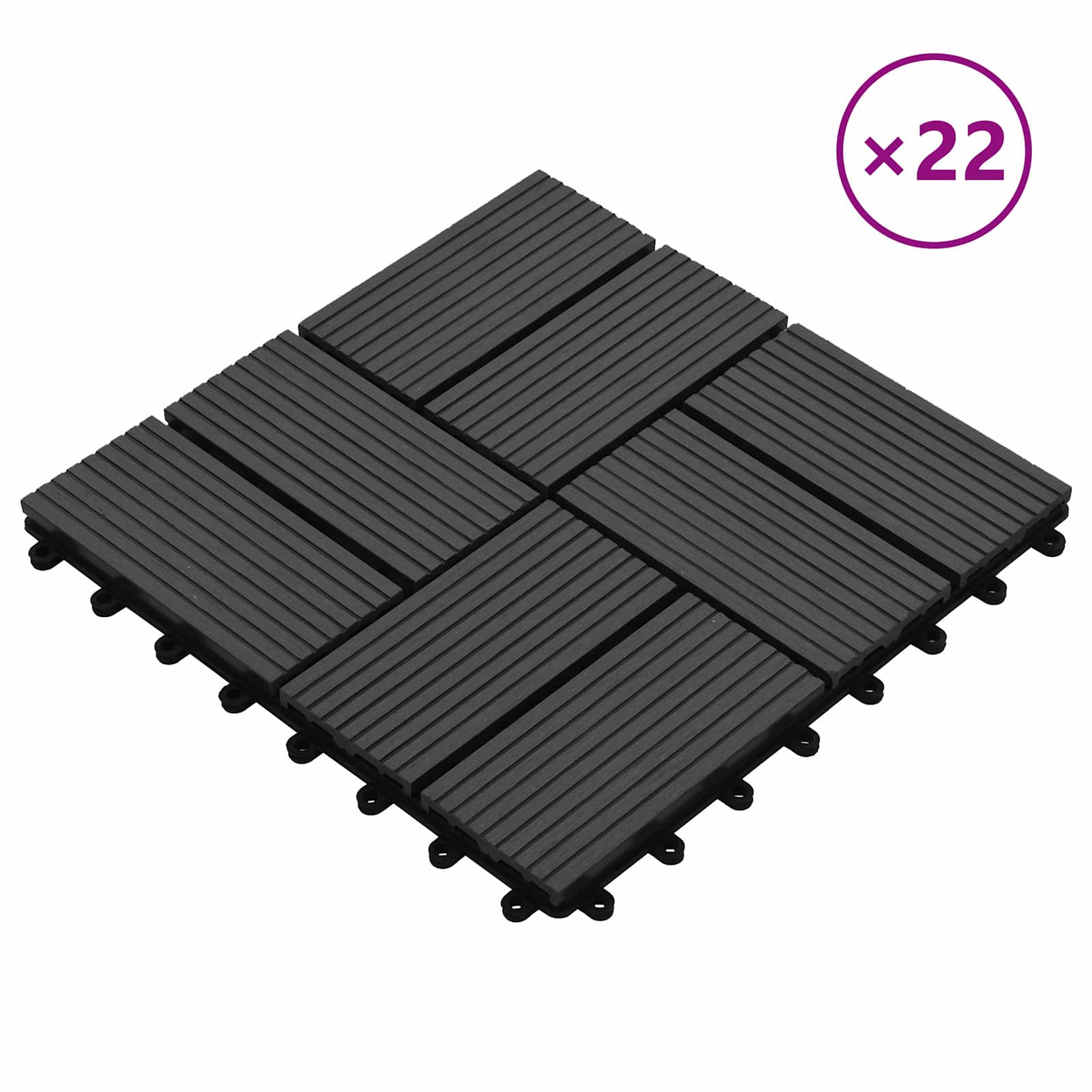 Piastrella per Decking 22 pz Nero 30 x 30 cm WPC
