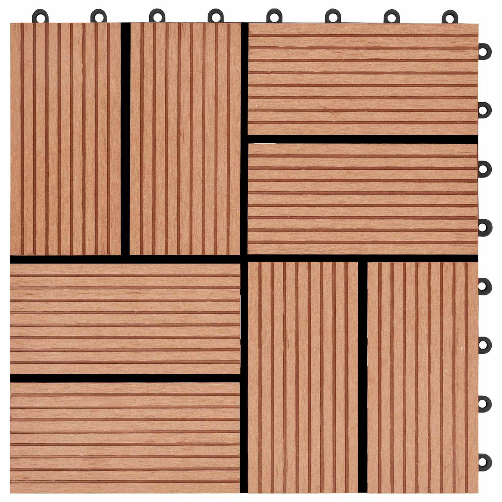 Piastrella per Decking 22 pz Teak riciclato 30 x 30 cm WPC