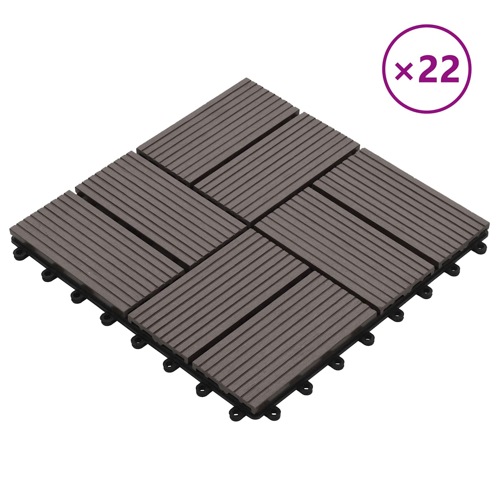 Piastrella per Decking 22 pz Marrone Scuro 30 x 30 cm WPC