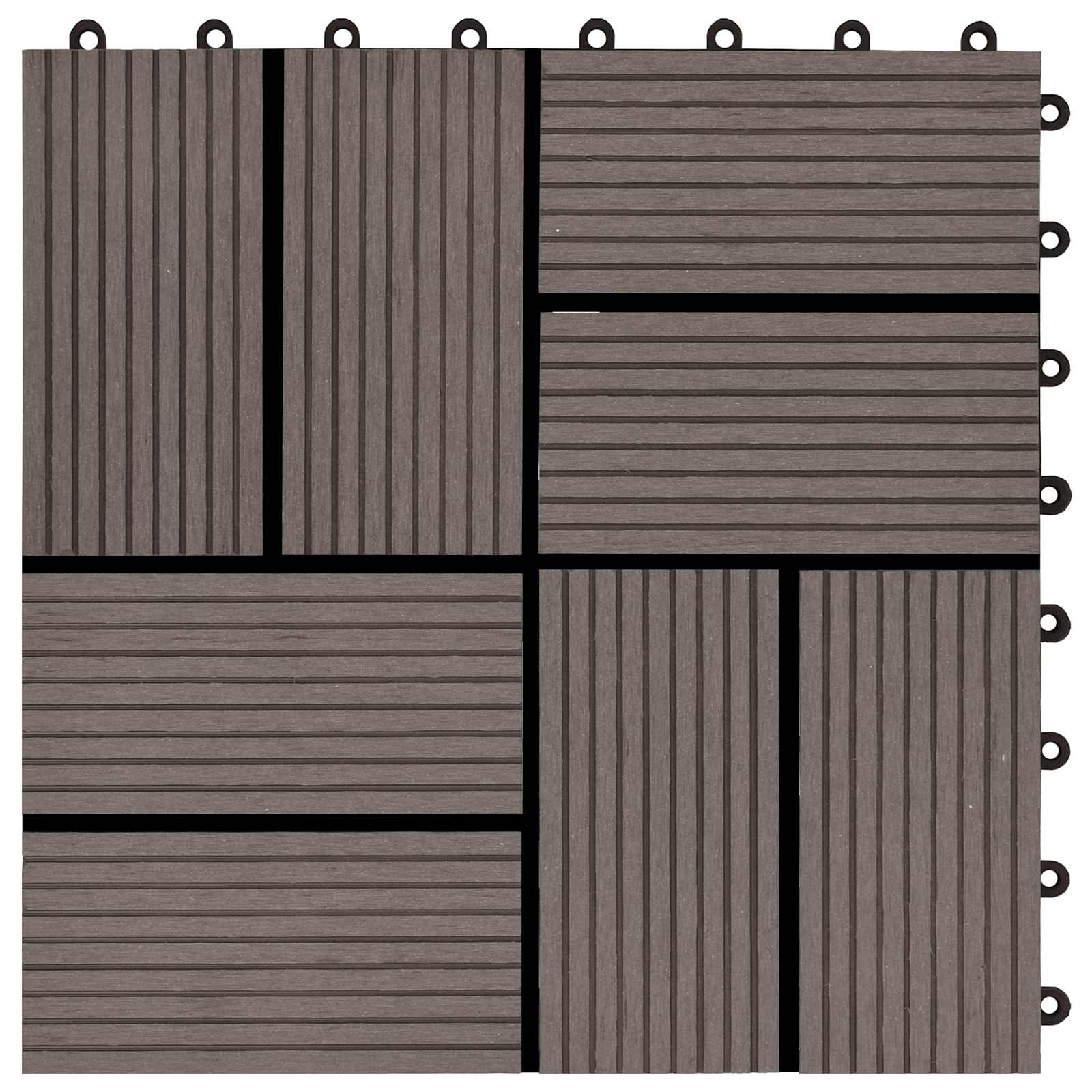 Piastrella per Decking 22 pz Marrone Scuro 30 x 30 cm WPC