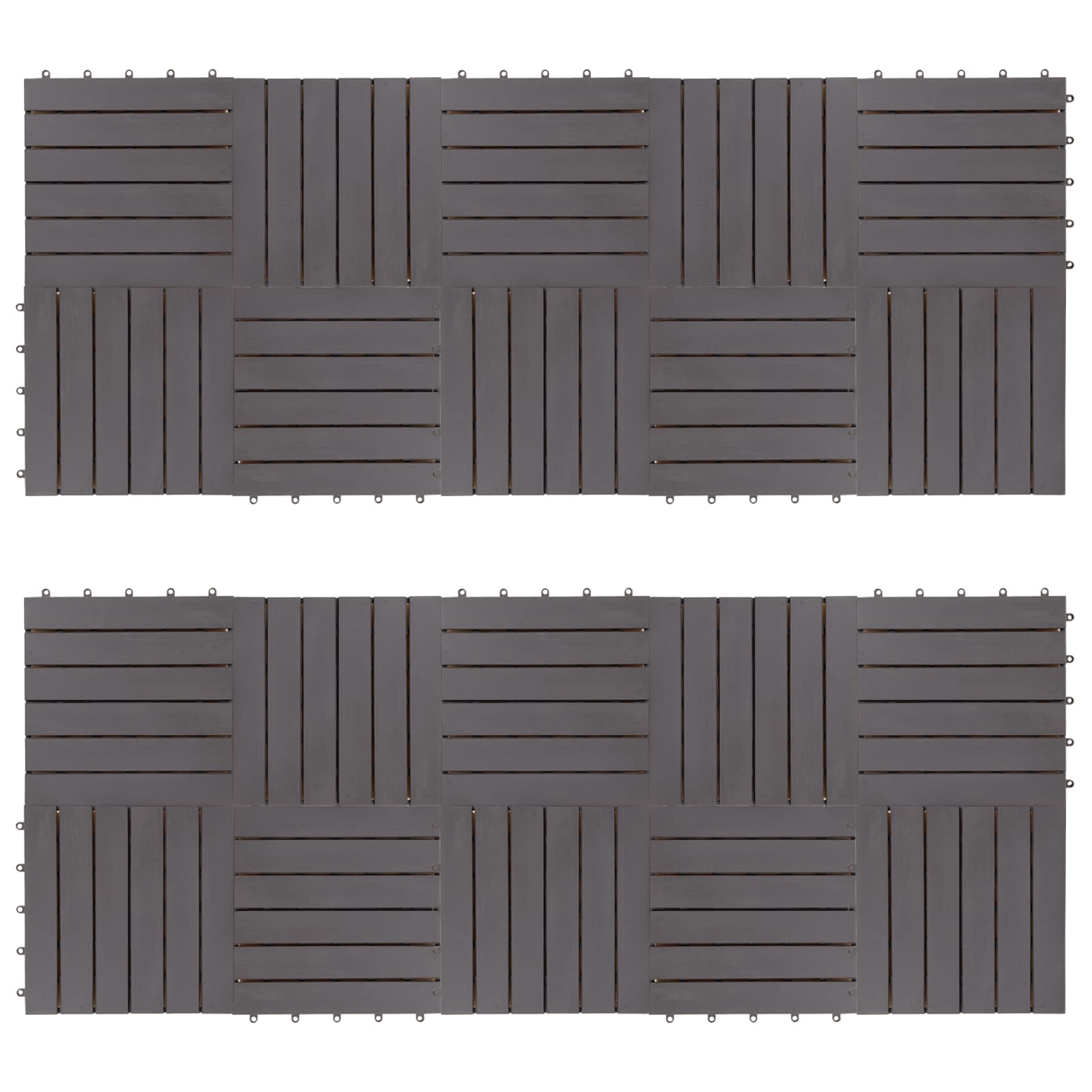 Piastrella per Decking 20 pz Grigio 30 x 30 cm Legno di Acacia