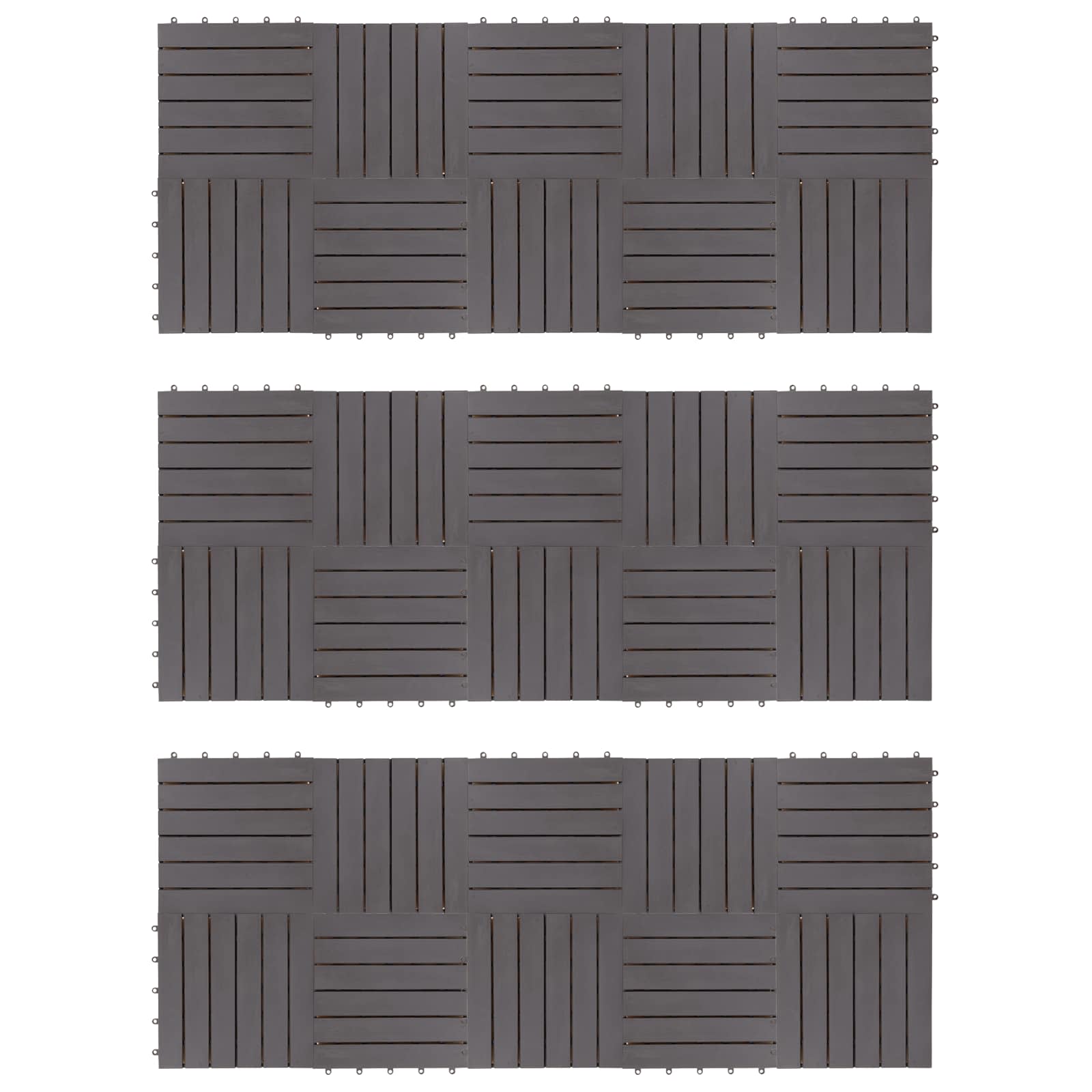 Piastrella per Decking 30 pz Grigio 30 x 30 cm Legno di Acacia