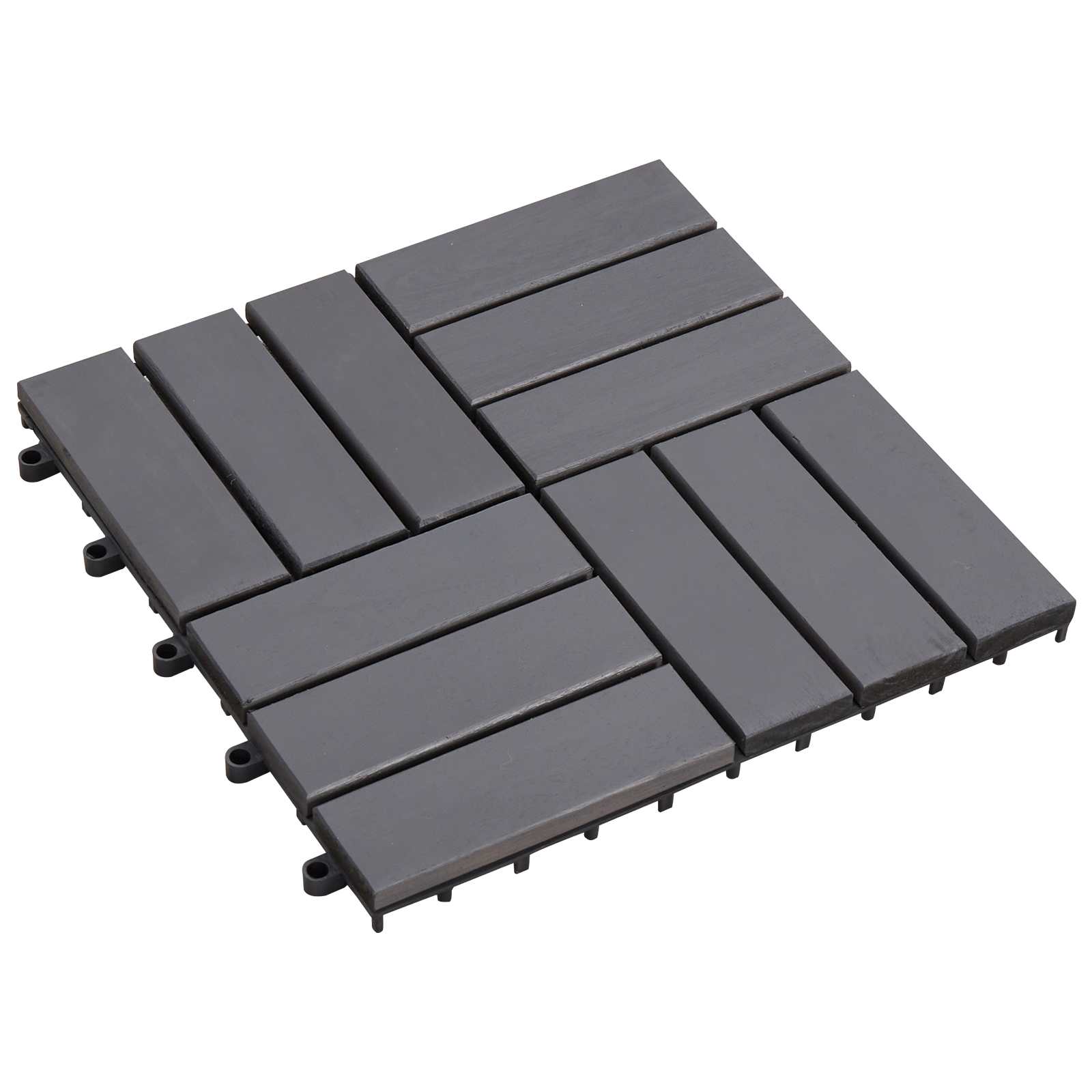 Piastrella per Decking 20 pz Grigio 30 x 30 cm Legno di Acacia