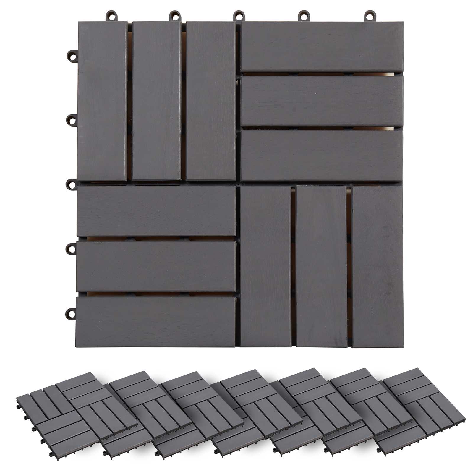 Piastrella per Decking 20 pz Grigio 30 x 30 cm Legno di Acacia
