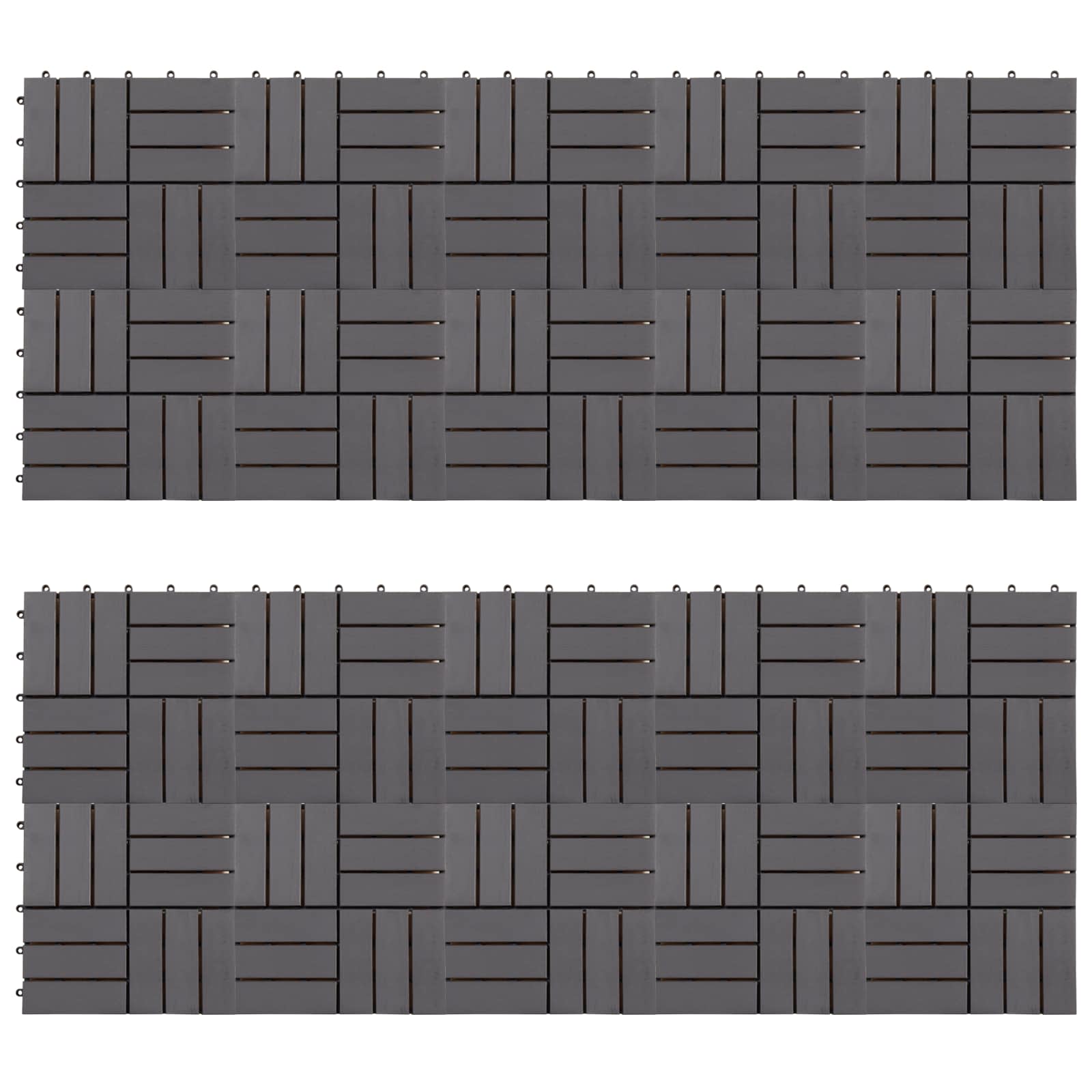 Piastrella per Decking 20 pz Grigio 30 x 30 cm Legno di Acacia