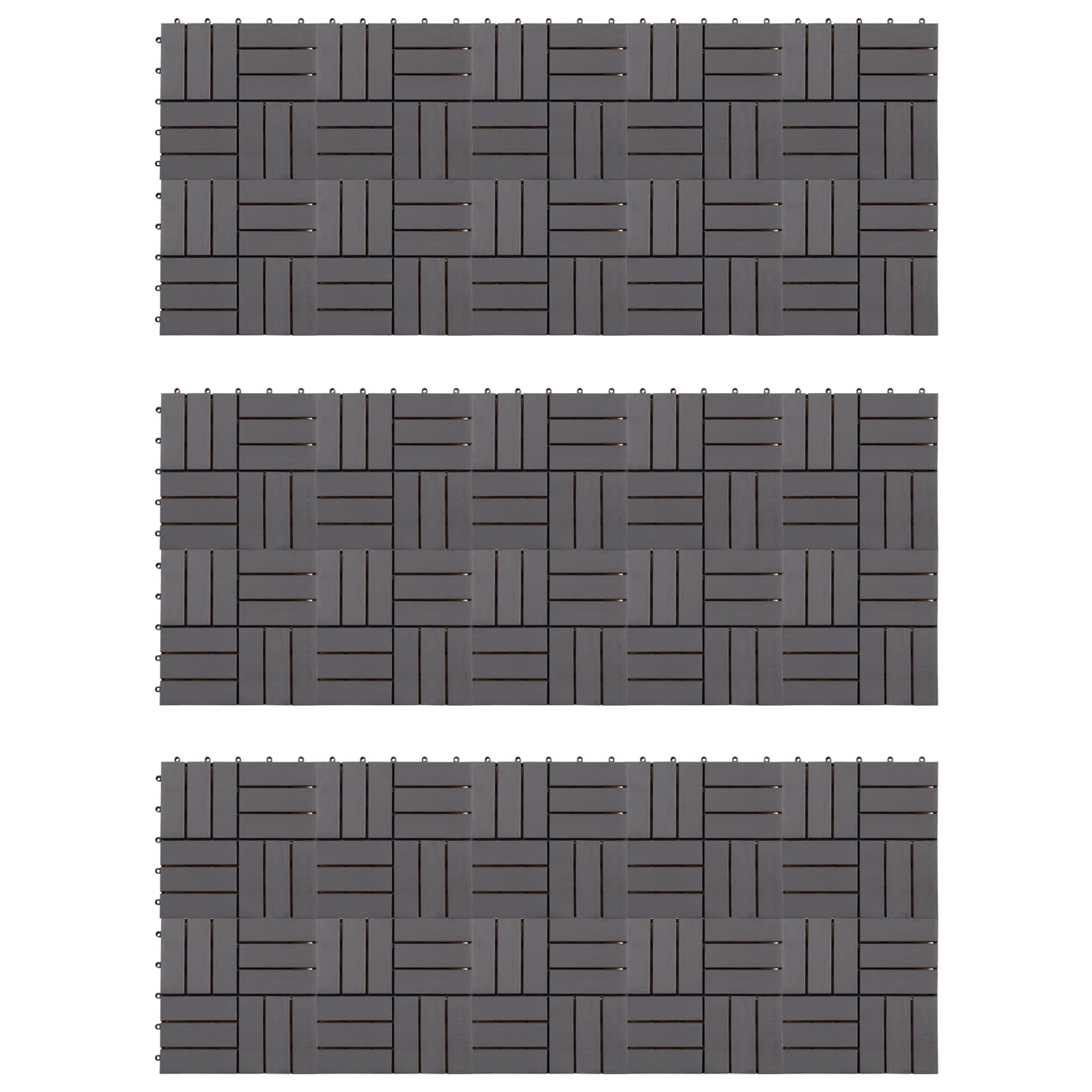 Piastrella per Decking 30 pz Grigio 30 x 30 cm Legno di Acacia
