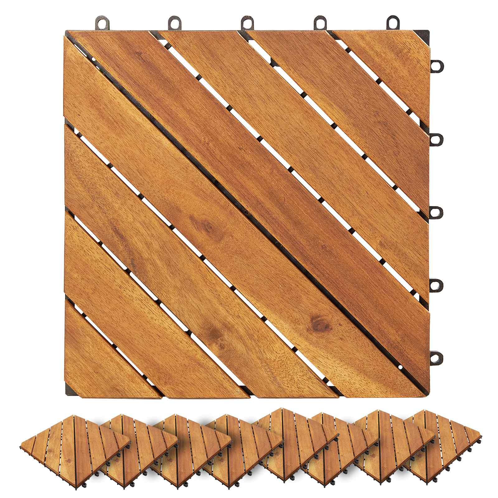 Piastrella per Decking 20 pz Marrone 30 x 30 cm Legno di Acacia