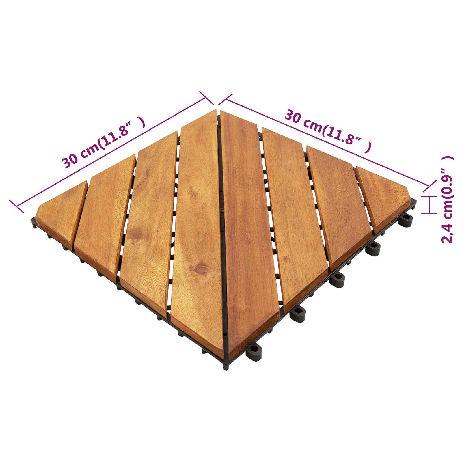 Piastrella per Decking 20 pz Marrone 30 x 30 cm Legno di Acacia