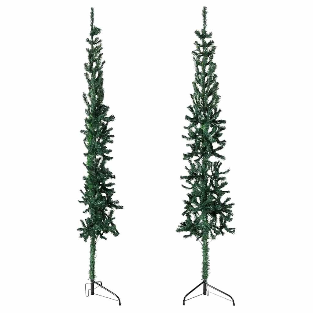 Albero Natale Artificiale Sottile a Metà Supporto Verde 210 cm
