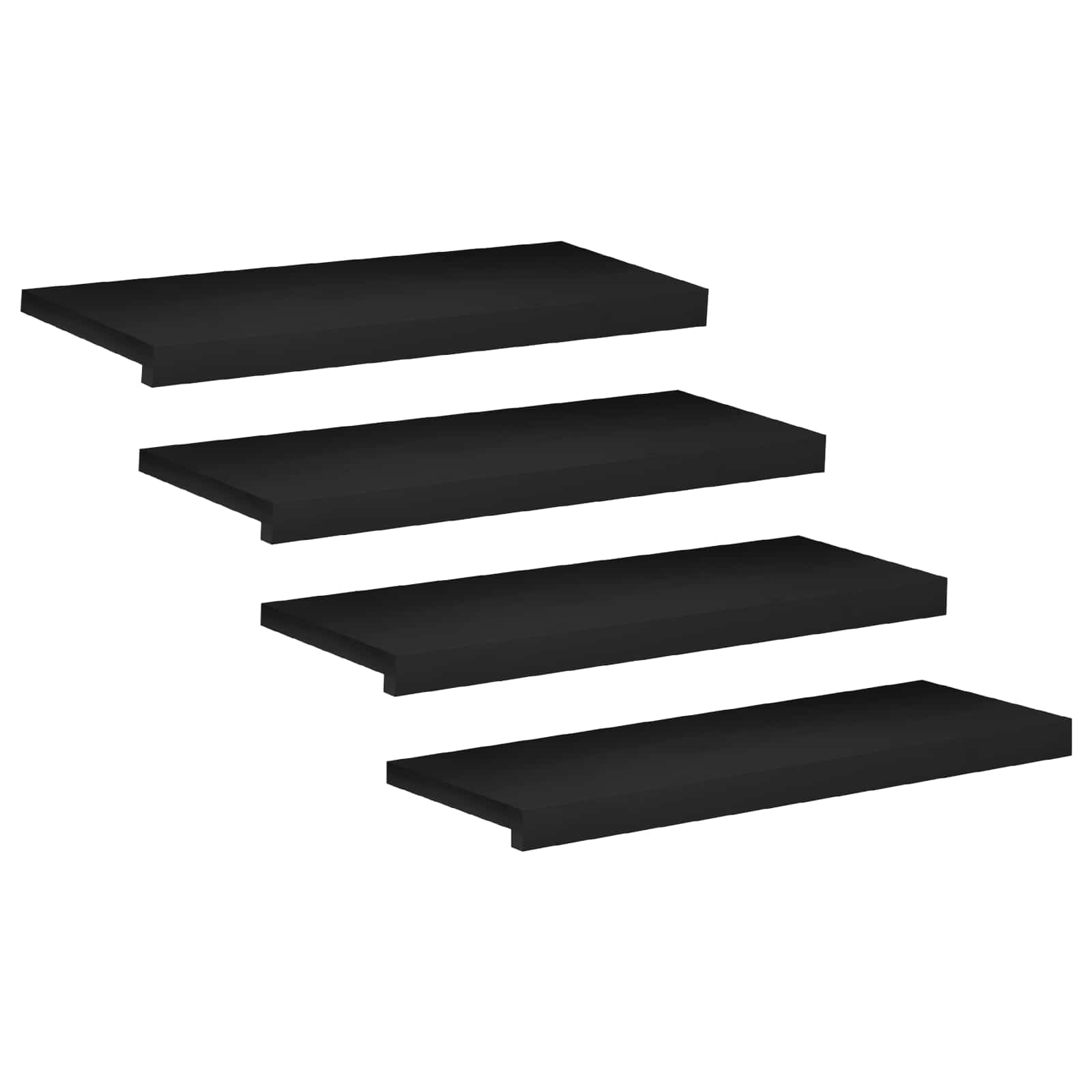 Tappeti per scale 4 pz 80 x 30 x 2 cm Nero