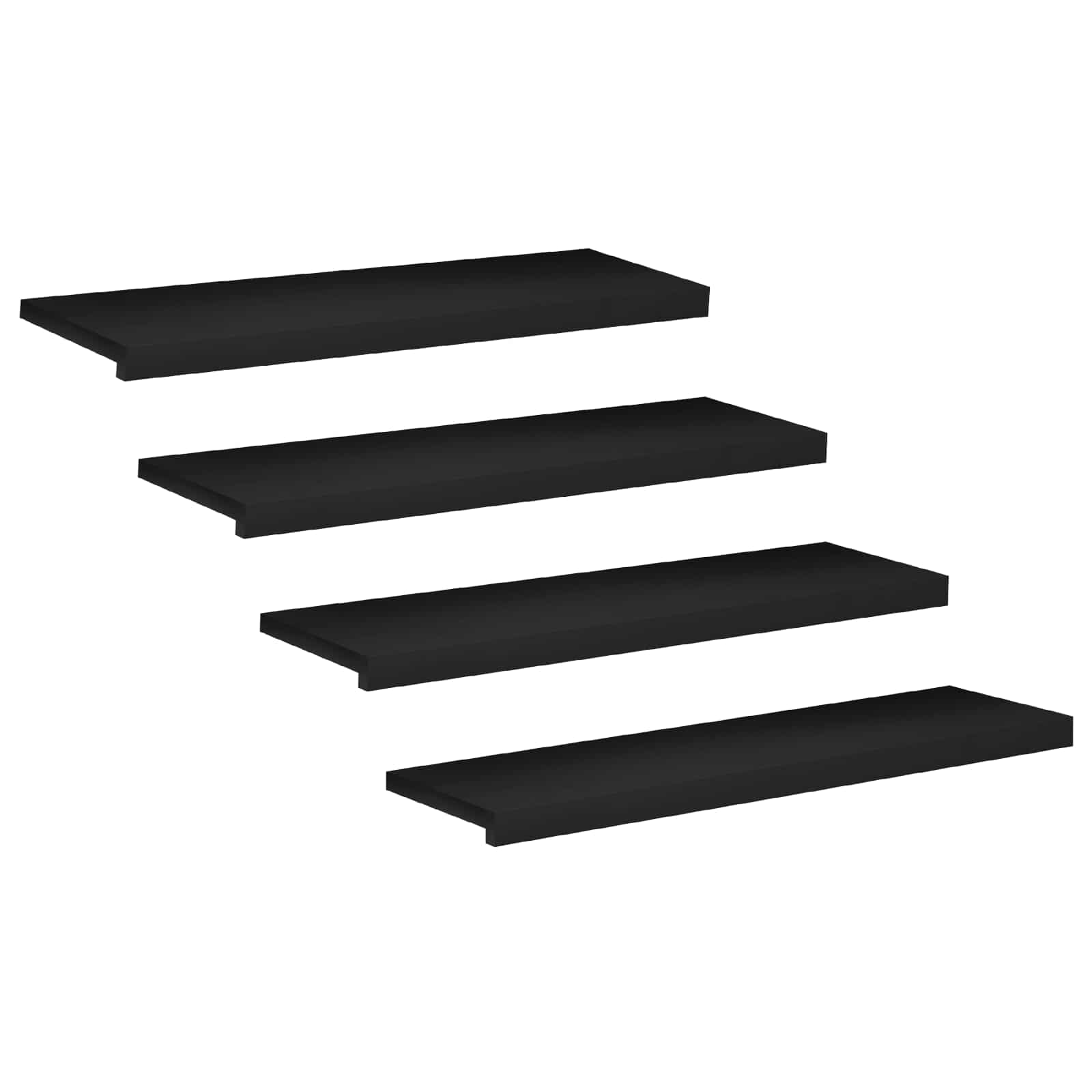 Tappeti per scale 4 pz 90 x 30 x 2 cm Nero