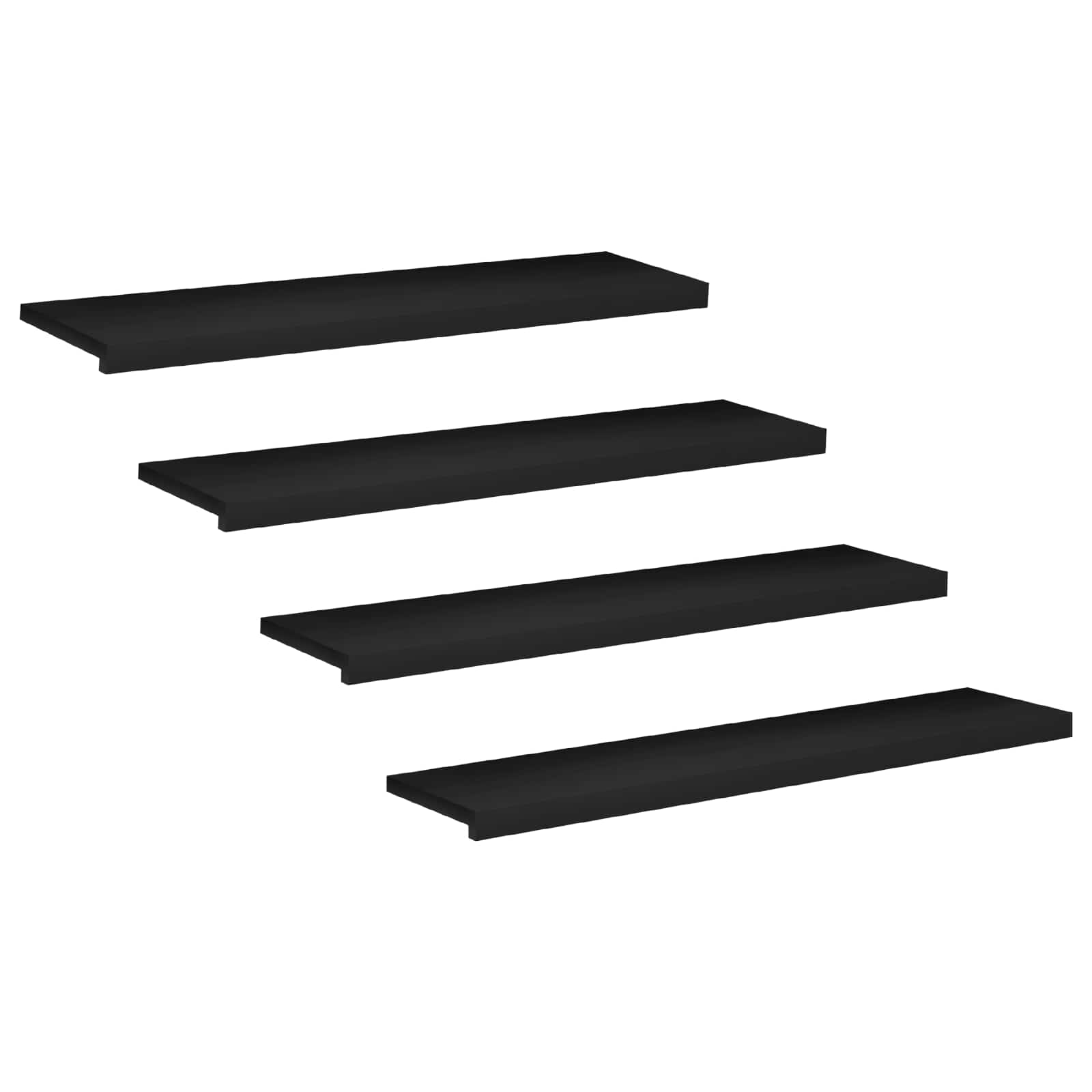 Tappeti per scale 4 pz 110 x 30 x 2 cm Nero