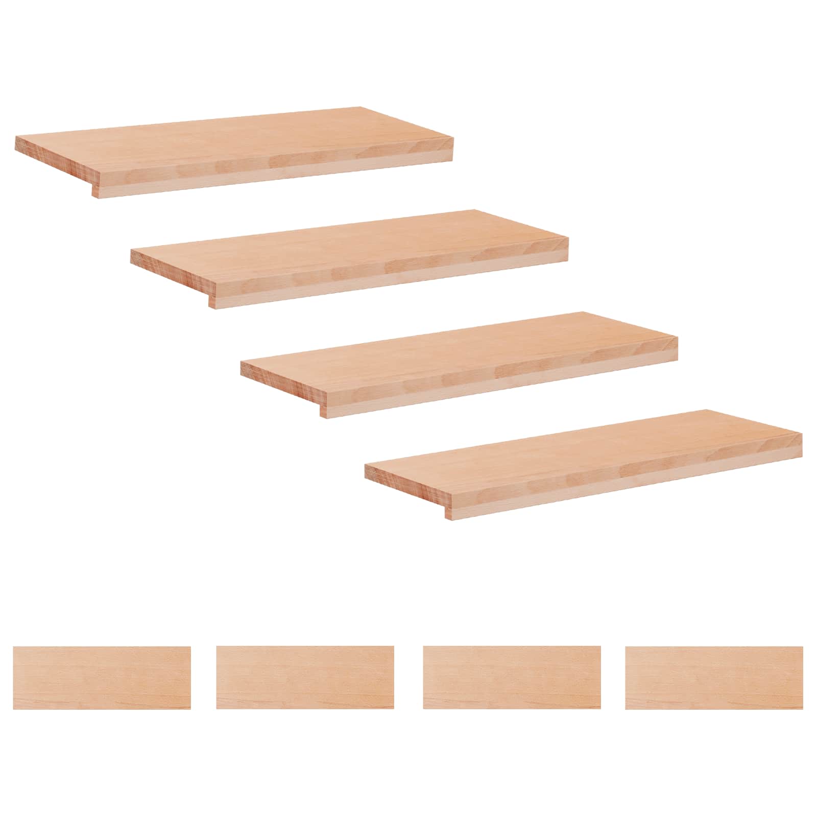 Tappeti per scale 8 pz 70 x 25 x 2 cm Naturale