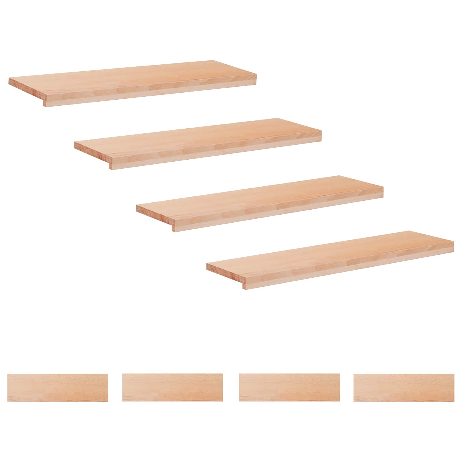 Tappeti per scale 8 pz 100 x 25 x 2 cm Naturale