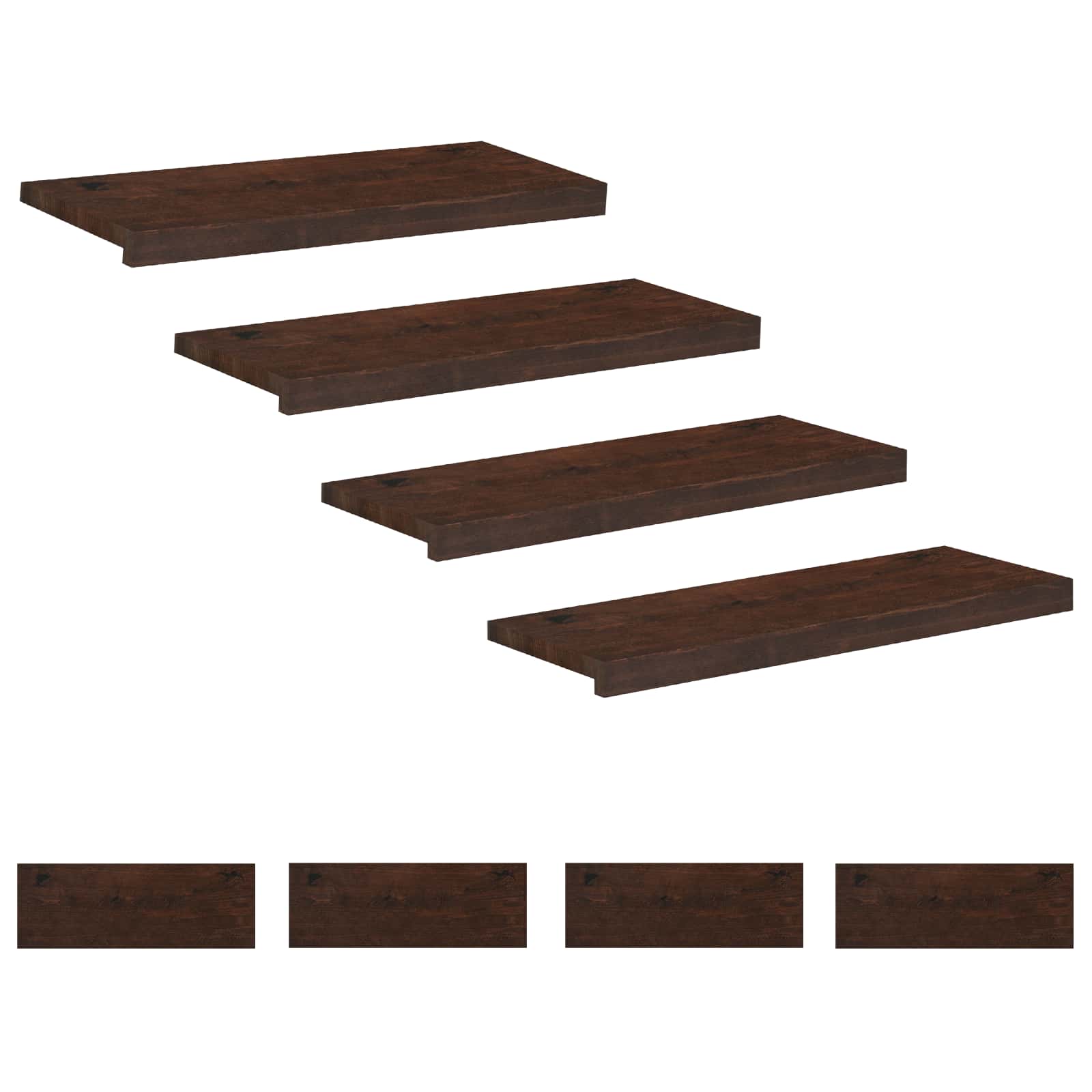 Tappeti per scale 8 pz 80 x 25 x 2 cm Marrone Scuro