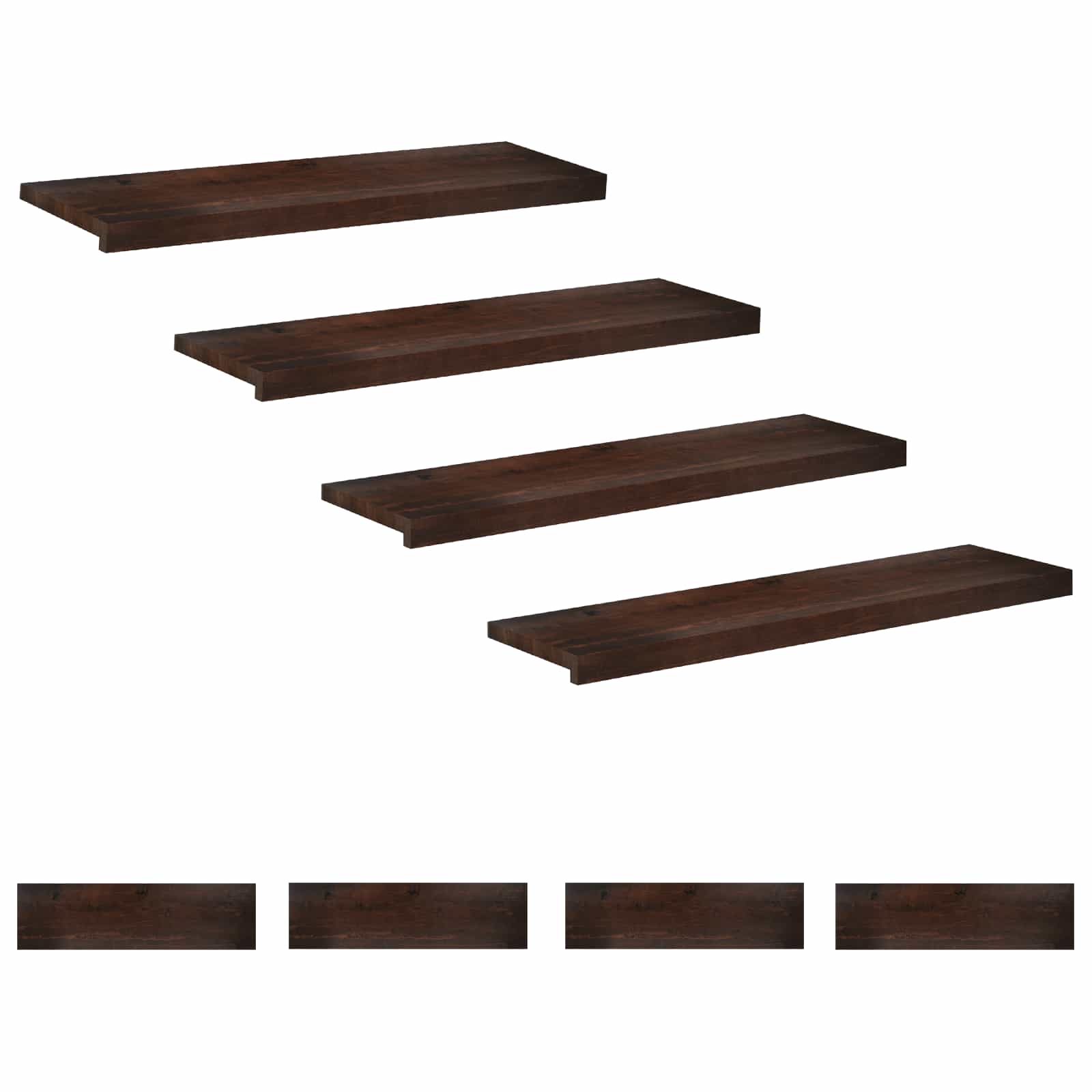 Tappeti per scale 8 pz 90 x 30 x 2 cm Marrone Scuro