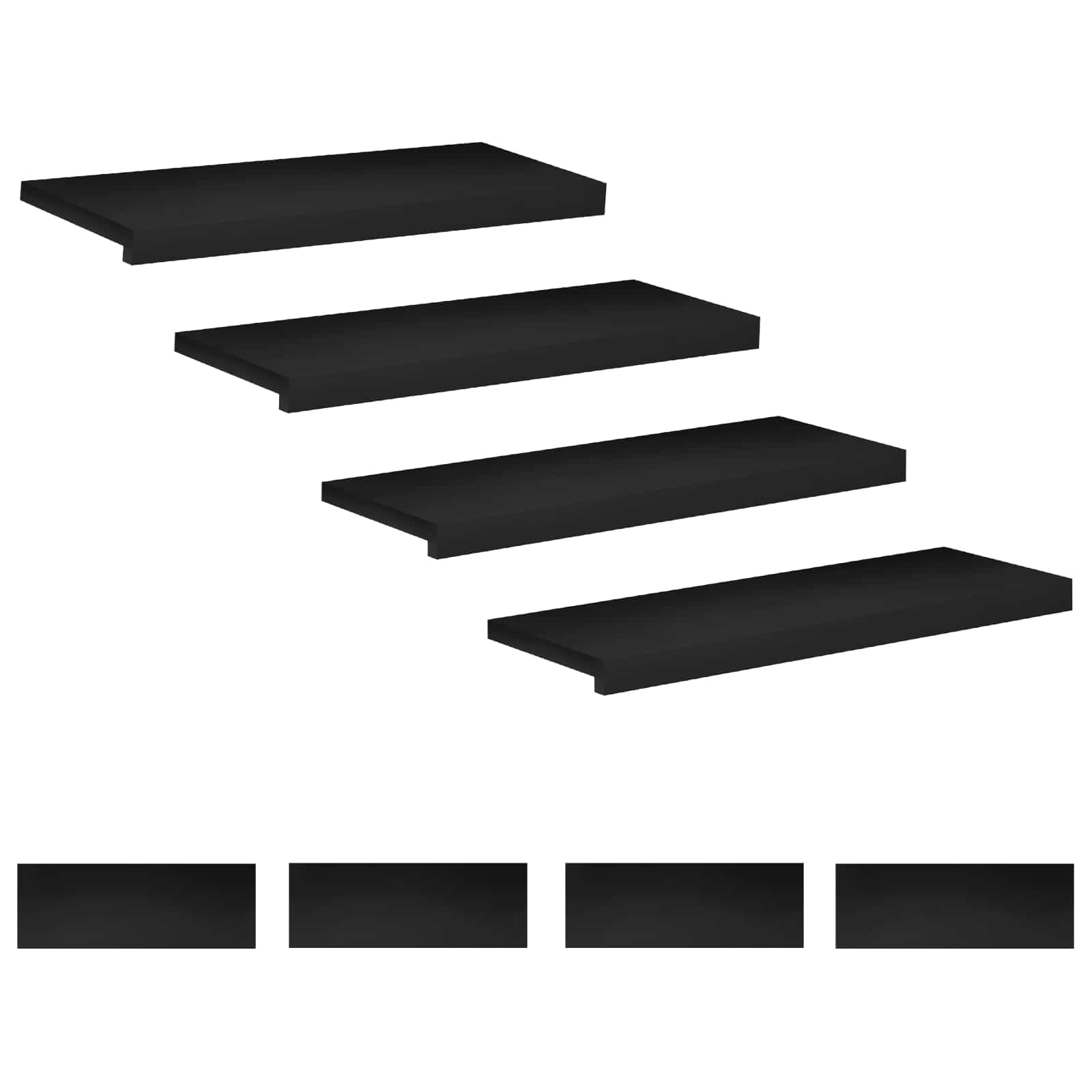 Tappeti per scale 8 pz 80 x 25 x 2 cm Nero