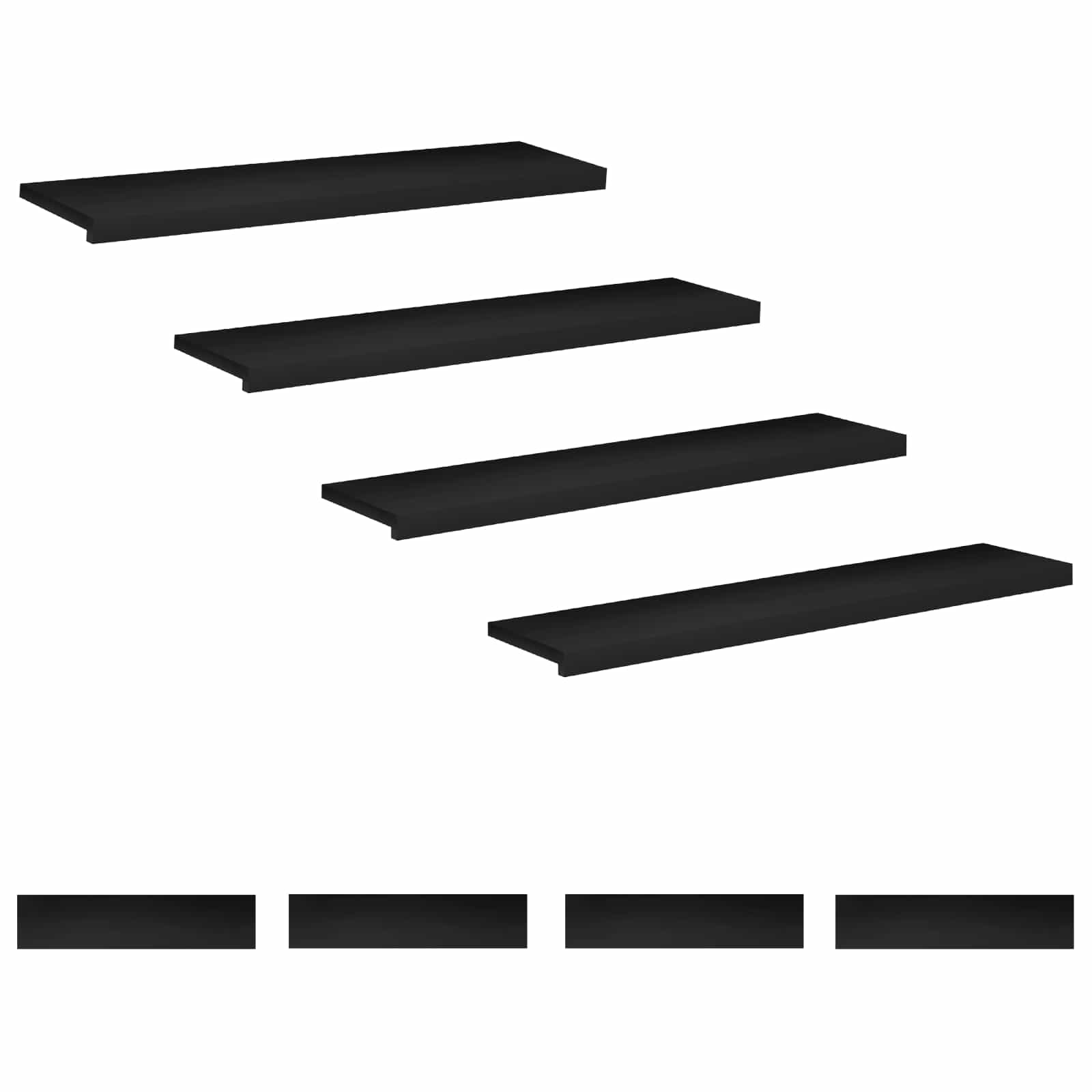 Tappeti per scale 8 pz 120 x 30 x 2 cm Nero