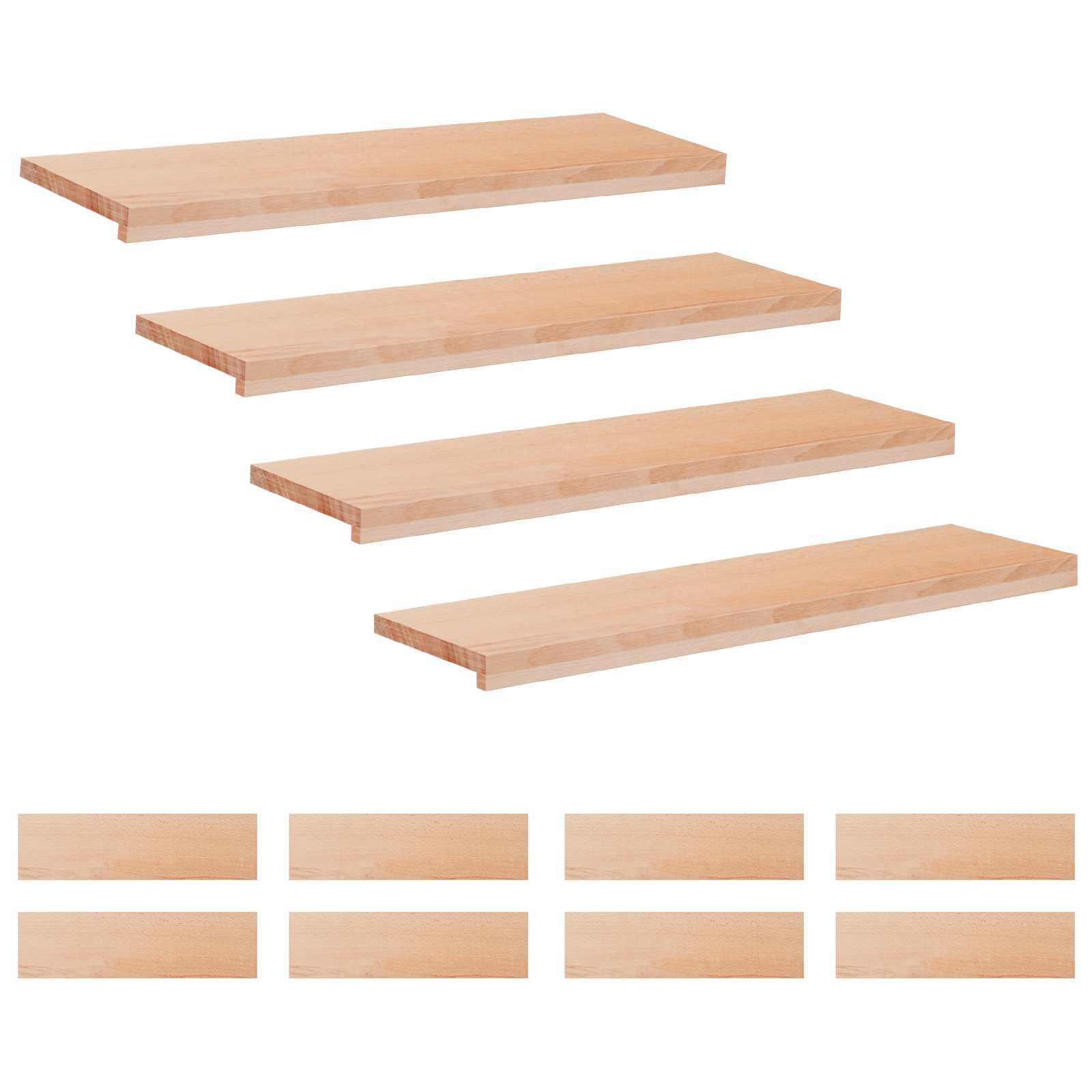 Tappeti per scale 12 pz 90 x 30 x 2 cm Naturale