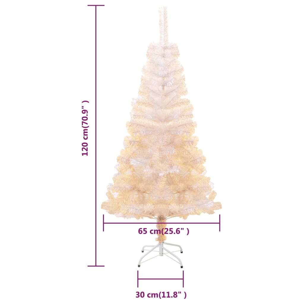 Albero di Natale Artificiale Punte Iridescenti Bianco 120cm PVC