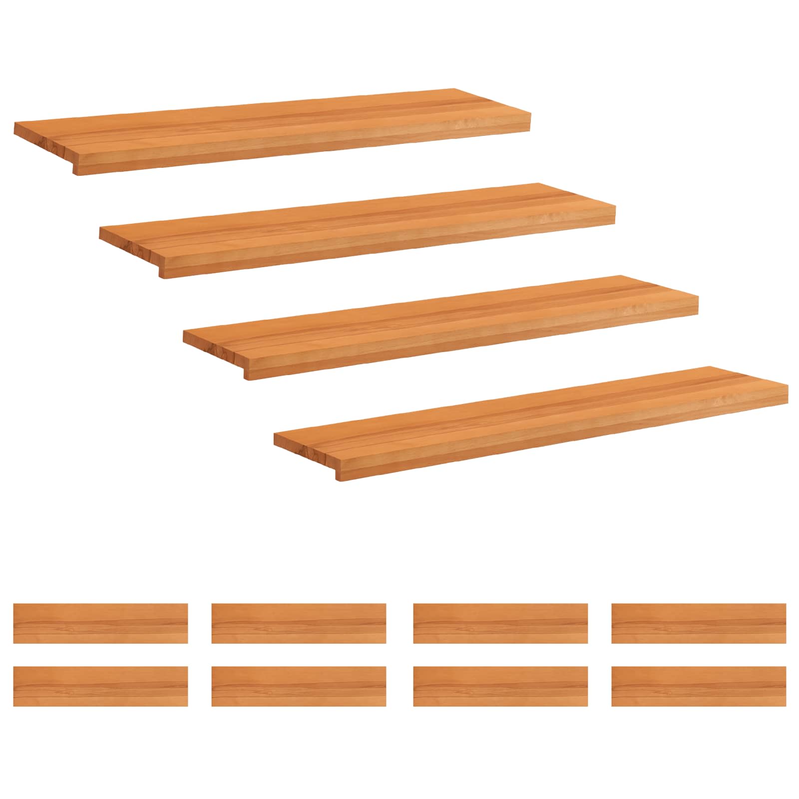 Tappeti per scale 12 pz 120 x 25 x 2 cm Marrone Chiaro