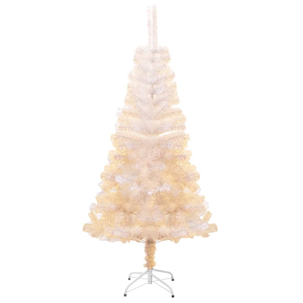 Albero di Natale Artificiale Punte Iridescenti Bianco 150cm PVC