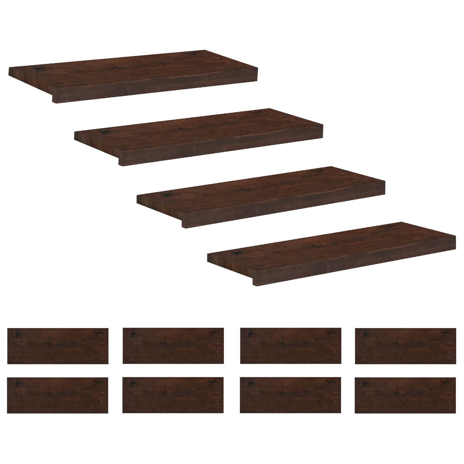 Tappeti per scale 12 pz 80 x 25 x 2 cm Marrone Scuro