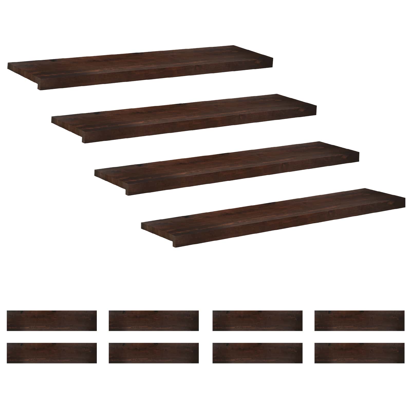Tappeti per scale 12 pz 110 x 25 x 2 cm Marrone Scuro