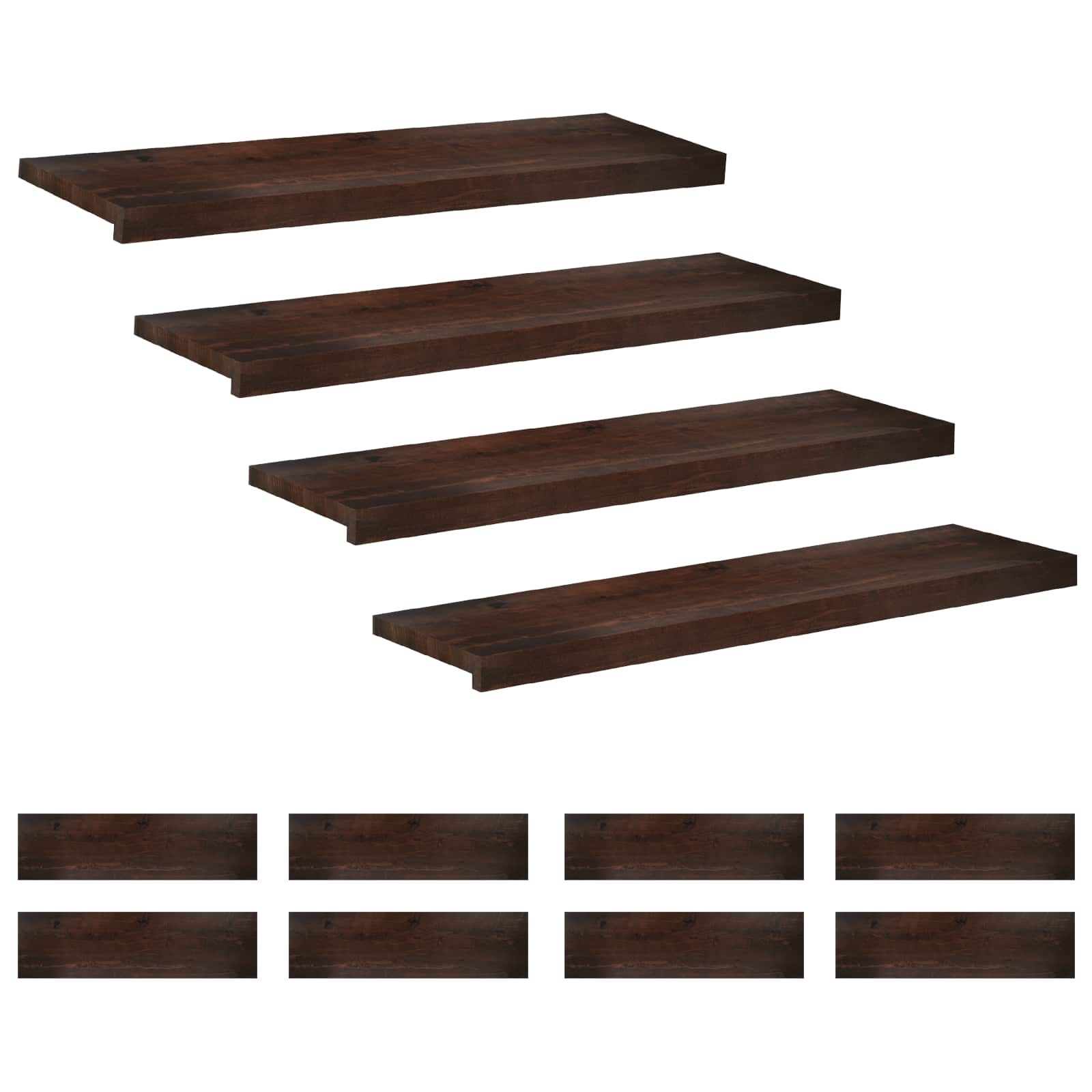 Tappeti per scale 12 pz 90 x 30 x 2 cm Marrone Scuro