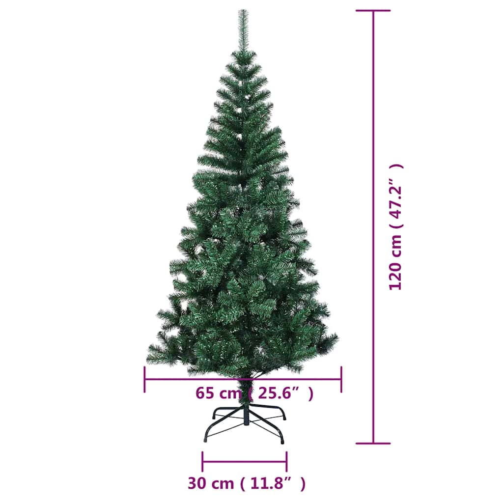 Albero di Natale Artificiale Punte Iridescenti Verde 120 cm PVC