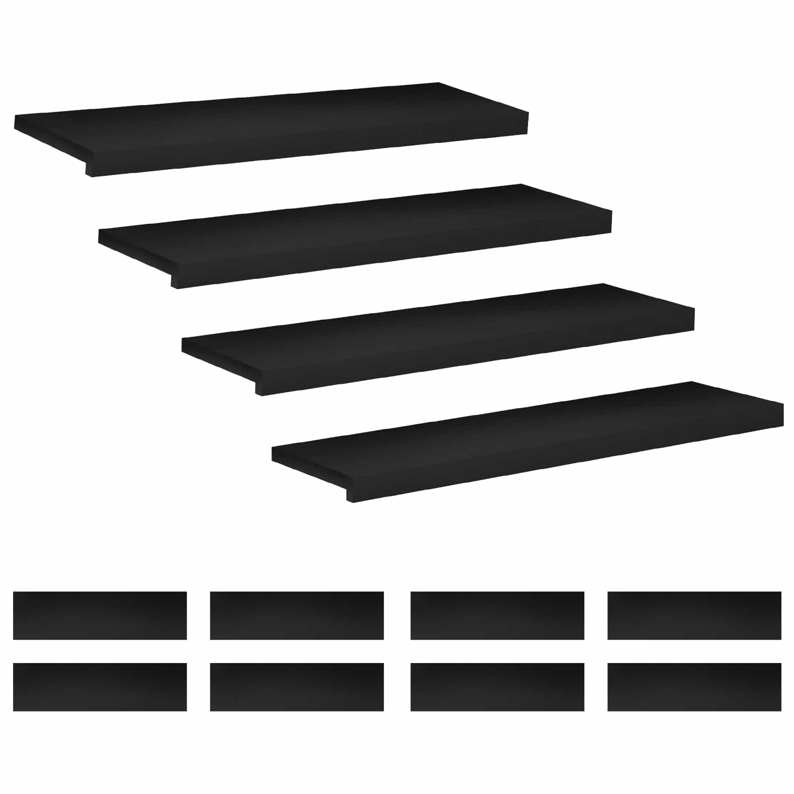 Tappeti per scale 12 pz 100 x 25 x 2 cm Nero