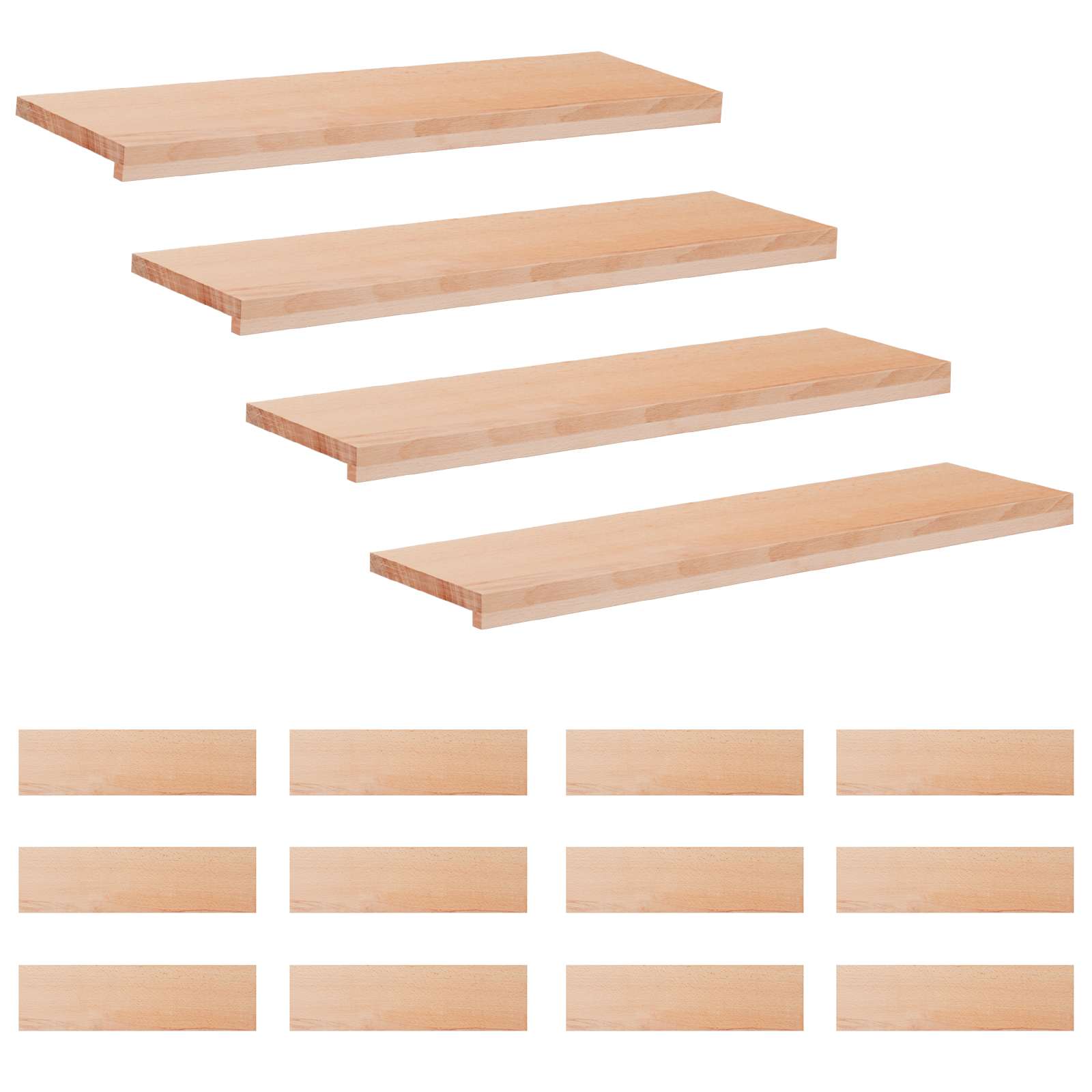 Tappeti per scale 16 pz 100 x 25 x 2 cm Naturale