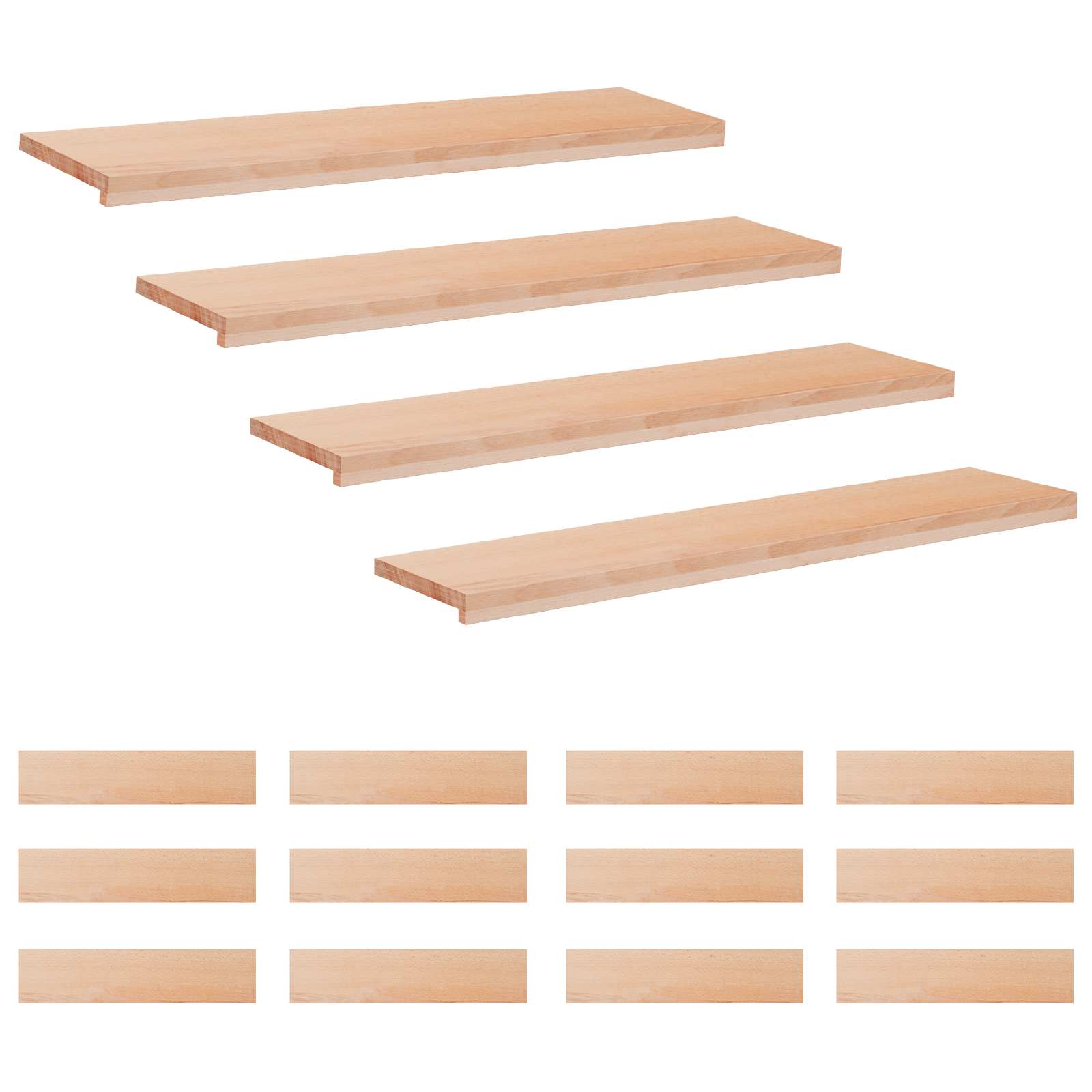 Tappeti per scale 16 pz 120 x 25 x 2 cm Naturale